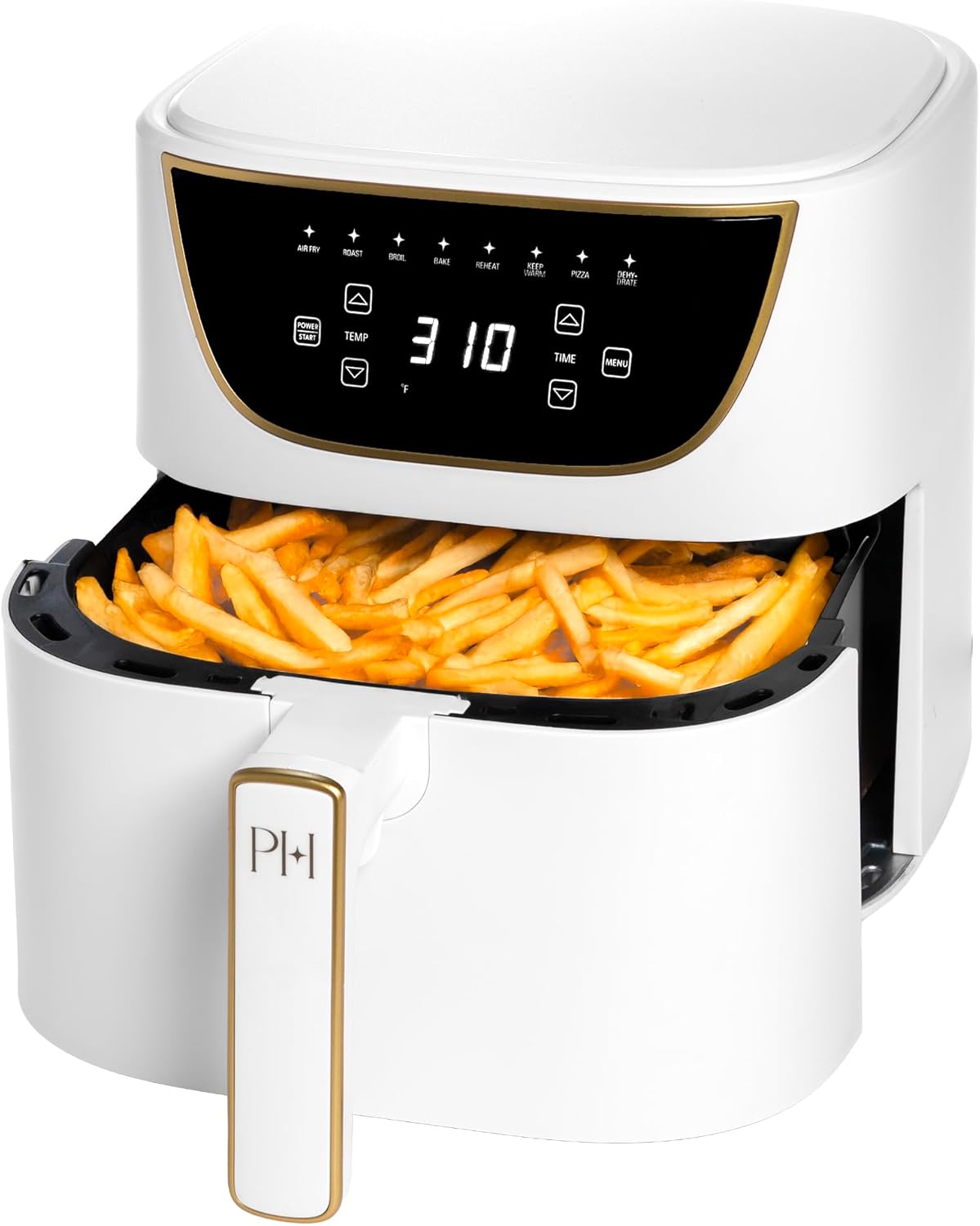 Paris Hilton Air Fryer, Large 6-Quart Capacity, Nonstick Made without PFAS, Touchscreen Display, 8-in-1 (Air Fry, Roast, Broil, Bake, Reheat, Keep Warm, Pizza, Dehydrate), Dishwasher Safe, White - Image 2