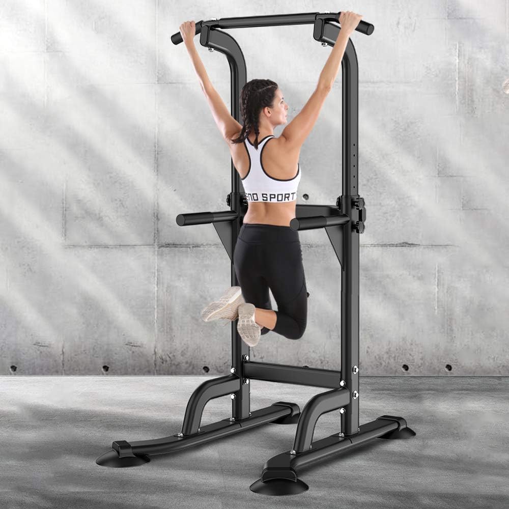 SogesPower Power Tower Dip Station Pull Up Bar for Home Gym Adjustable Height Strength Training Workout Equipment,Pull Up Bar Station - Image 2