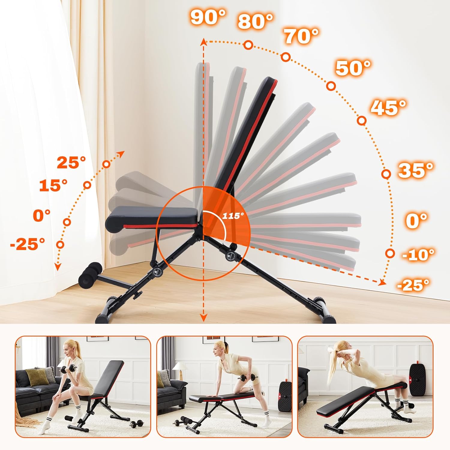 OLIXIS Weight Bench Adjustable Workout Bench for Home Gym, Foldable Bench Press for Full Body Exercise and Strength Training - Image 3