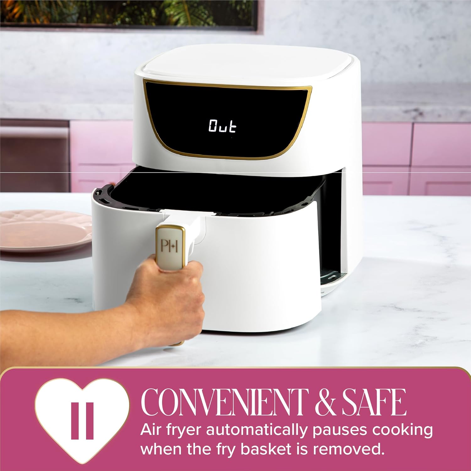 Paris Hilton Air Fryer, Large 6-Quart Capacity, Nonstick Made without PFAS, Touchscreen Display, 8-in-1 (Air Fry, Roast, Broil, Bake, Reheat, Keep Warm, Pizza, Dehydrate), Dishwasher Safe, White - Image 7