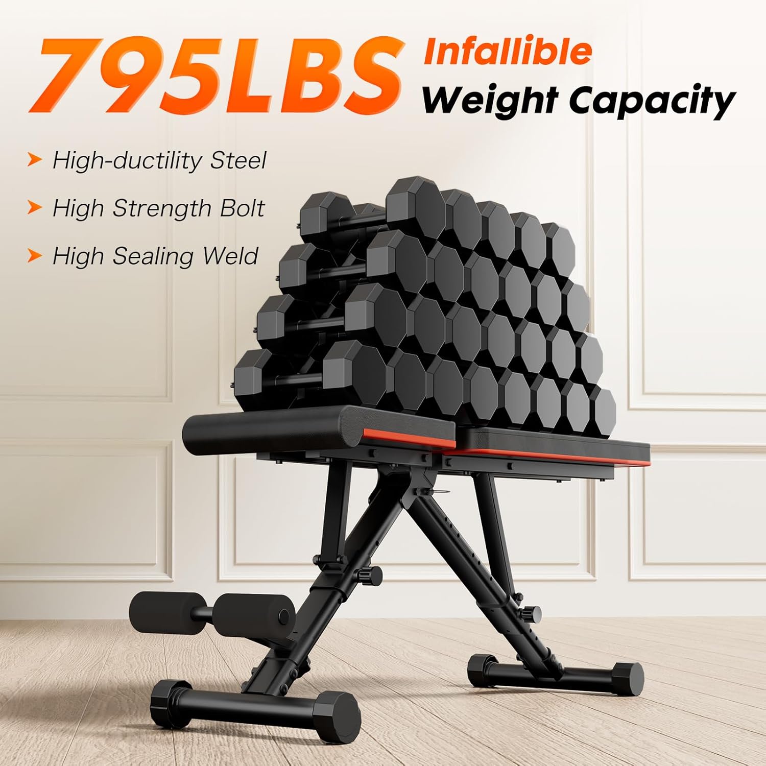 OLIXIS Weight Bench Adjustable Workout Bench for Home Gym, Foldable Bench Press for Full Body Exercise and Strength Training - Image 5