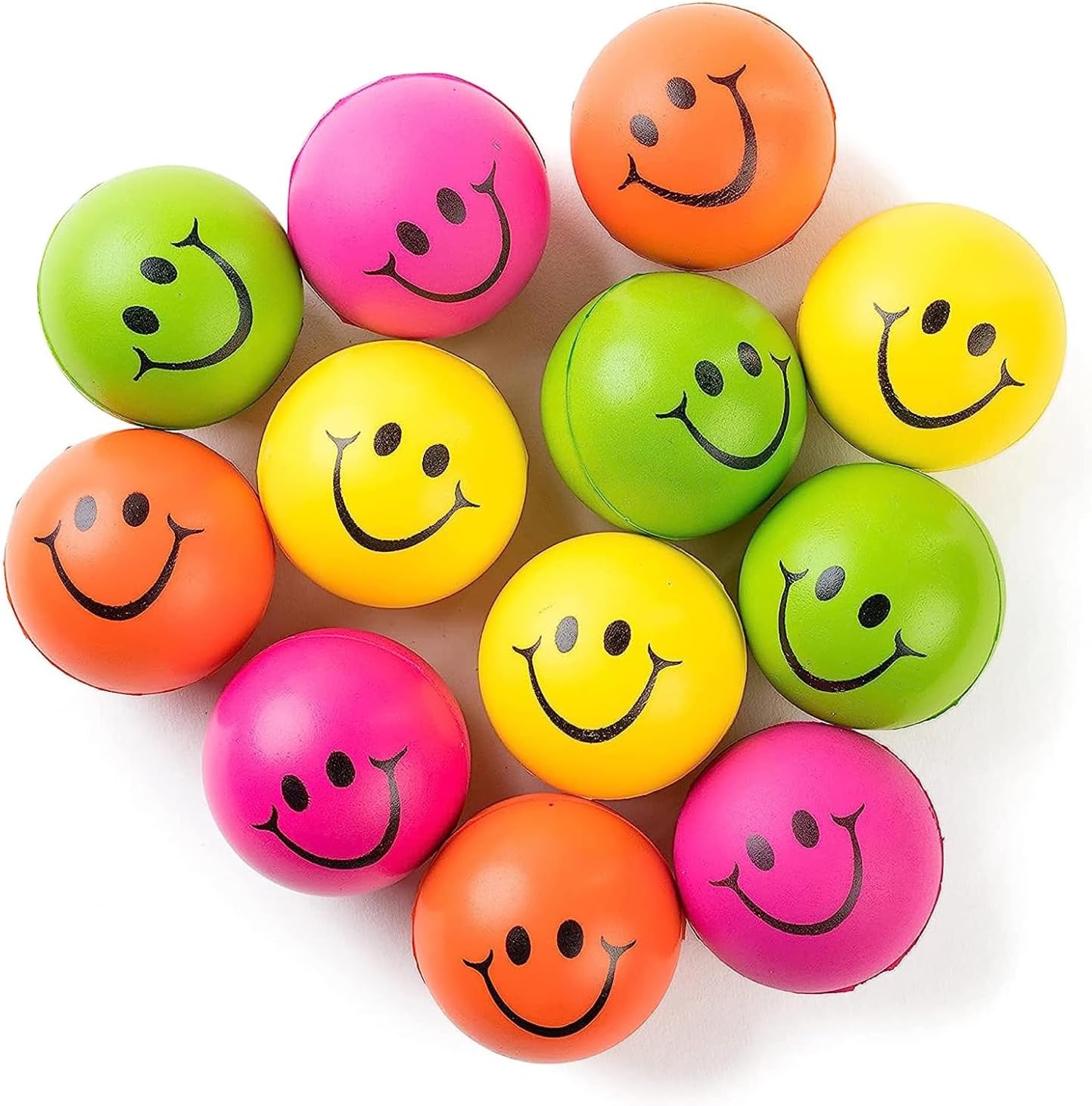 Neliblu Neon Smile Stress Balls for Adults and Kids - Foam Squeeze Ball for Relaxation and Fun - Pack of 12 Happy Face 2.5-Inch Squeeze Balls - Ideal for Parties, Therapy, and Toys - Image 2