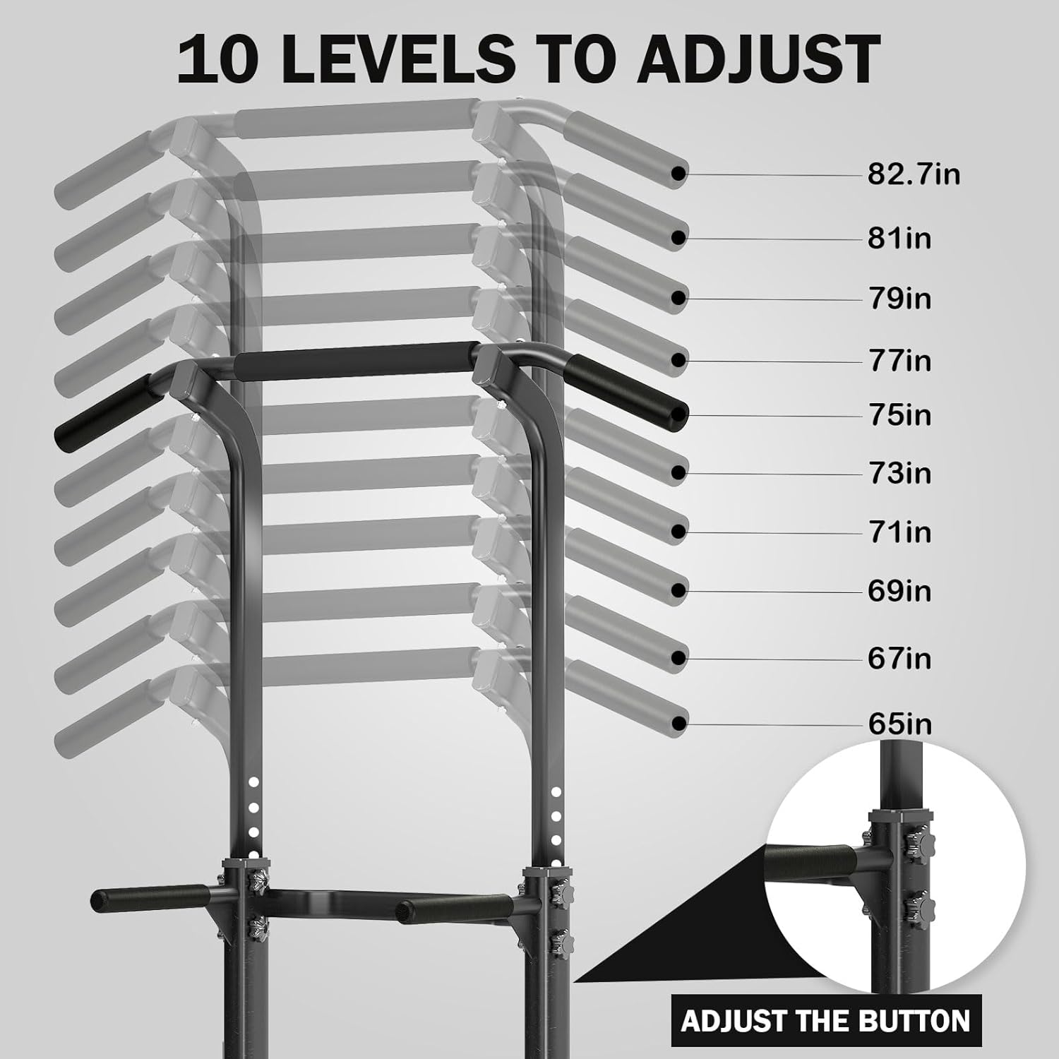 SogesPower Power Tower Dip Station Pull Up Bar for Home Gym Adjustable Height Strength Training Workout Equipment,Pull Up Bar Station - Image 3