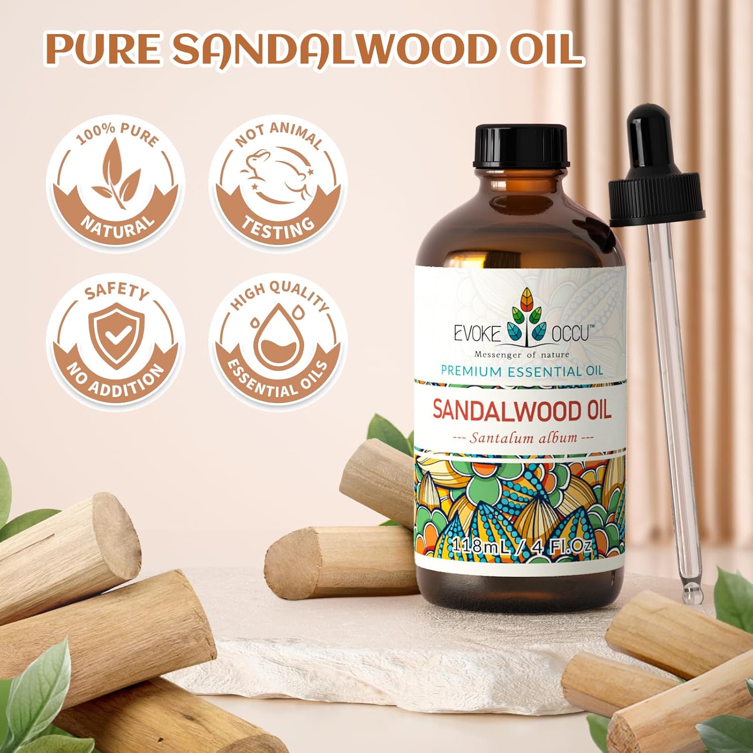 EVOKE OCCU Sandalwood Essential Oils for Skin Care, Diffuser, Perfume, Candle and Soap Making - 4 FL Oz - Image 7