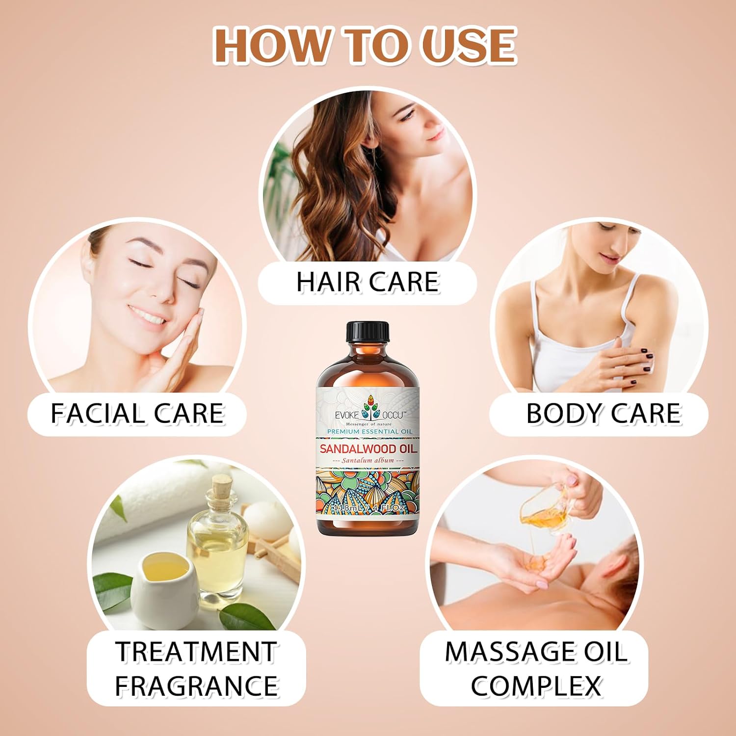 EVOKE OCCU Sandalwood Essential Oils for Skin Care, Diffuser, Perfume, Candle and Soap Making - 4 FL Oz - Image 6