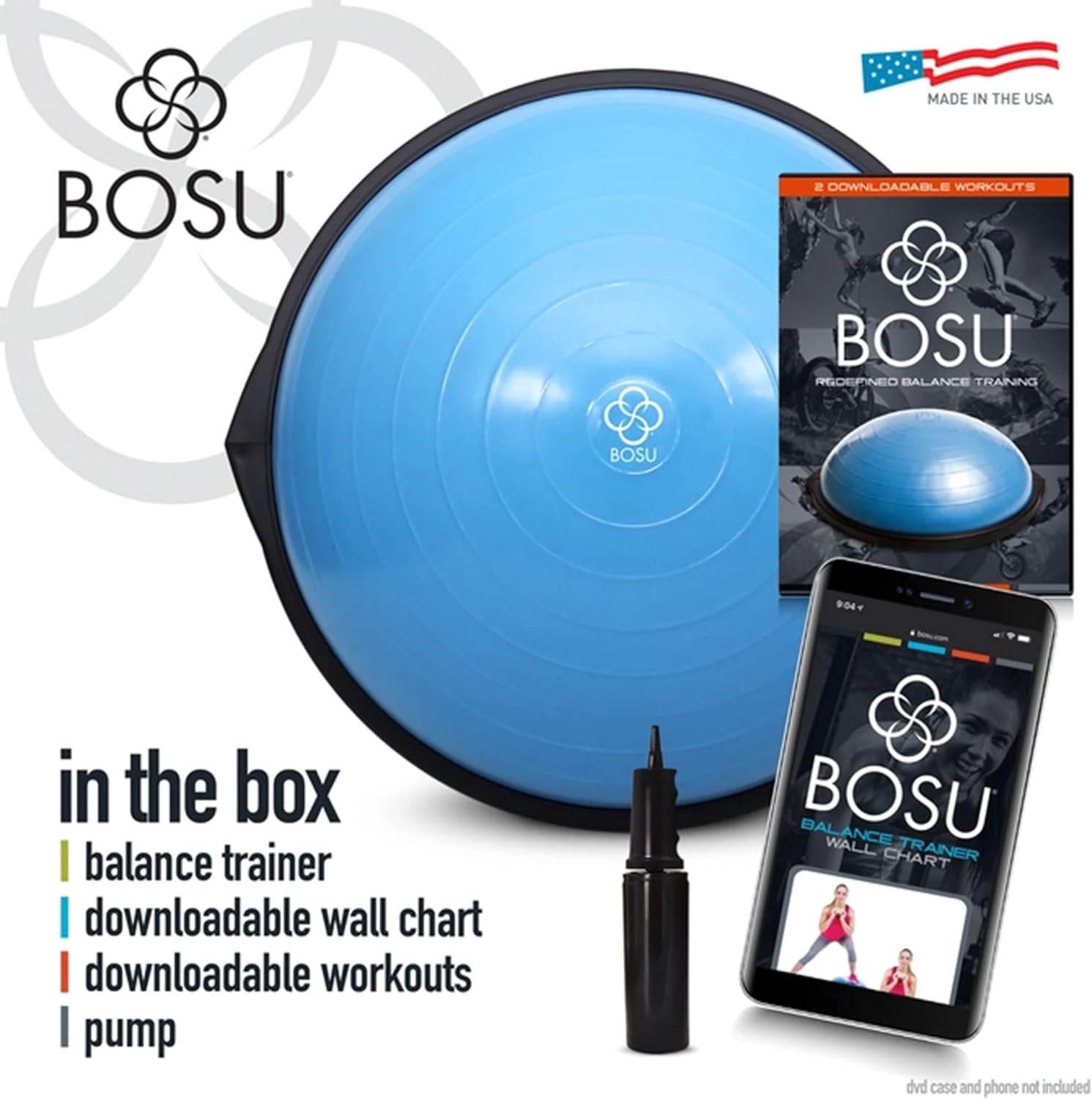 Bosu Balance Ball Exercise Trainer, Home Gym Equipment w/Guided Workouts & Pump, 26" Inflatable Fitness Platform for Strength Training, Standing, Balancing, and Core Workout - Image 6