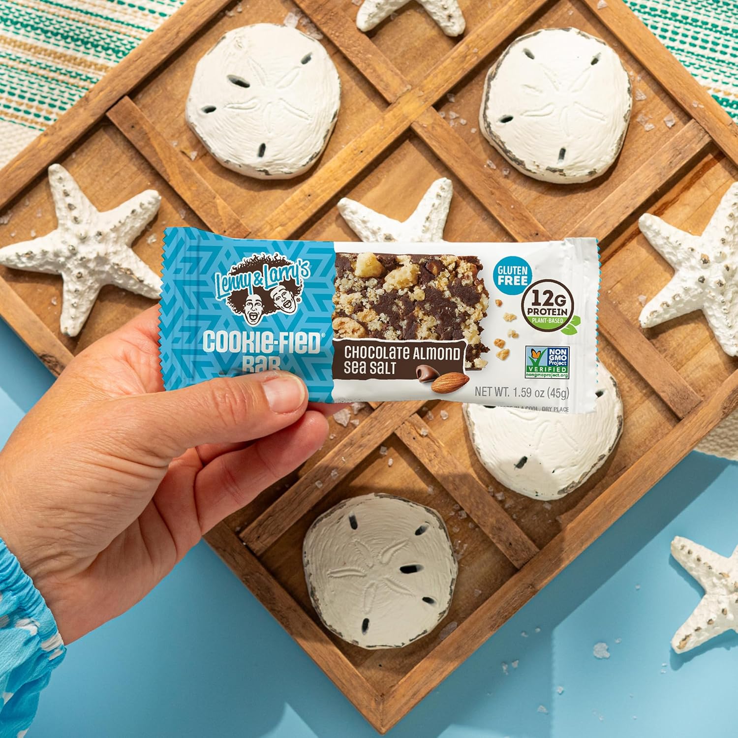 Lenny & Larry's Cookie-fied Protein Bar – Chocolate Almond Sea Salt Vegan Protein Bars 9x45g – Healthy Snacks with 12g Plant Protein & 5g Fiber – Gluten-Free Power Bar, Non-GMO & Vegan - Image 5