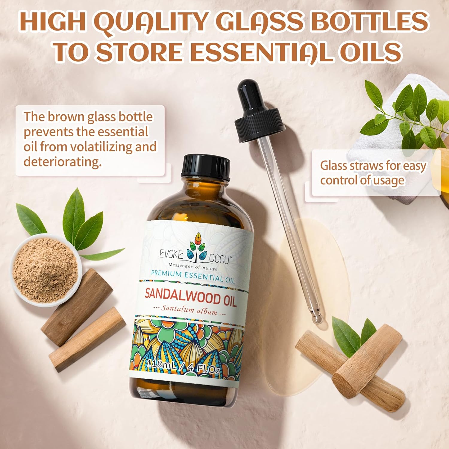 EVOKE OCCU Sandalwood Essential Oils for Skin Care, Diffuser, Perfume, Candle and Soap Making - 4 FL Oz - Image 8