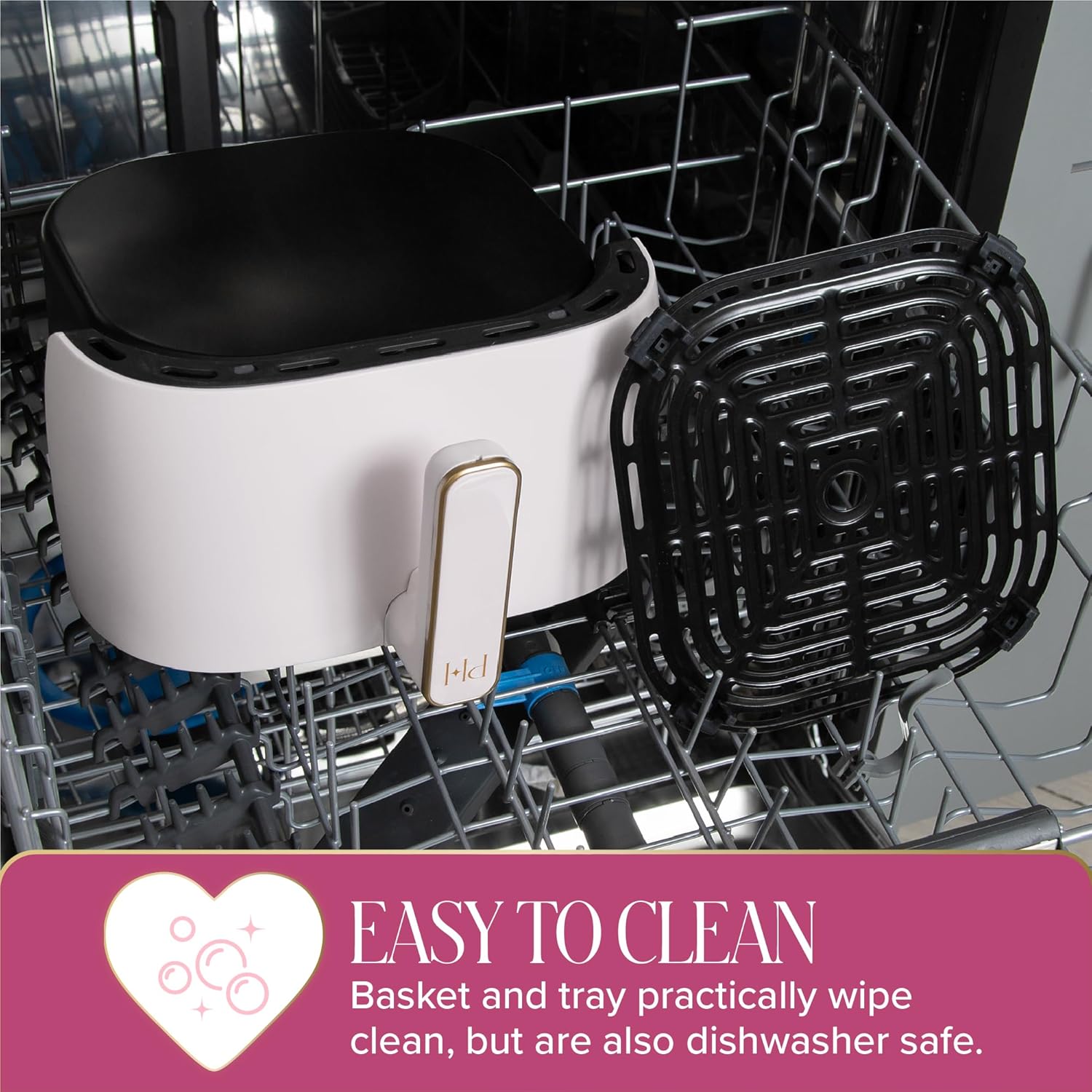 Paris Hilton Air Fryer, Large 6-Quart Capacity, Nonstick Made without PFAS, Touchscreen Display, 8-in-1 (Air Fry, Roast, Broil, Bake, Reheat, Keep Warm, Pizza, Dehydrate), Dishwasher Safe, White - Image 9