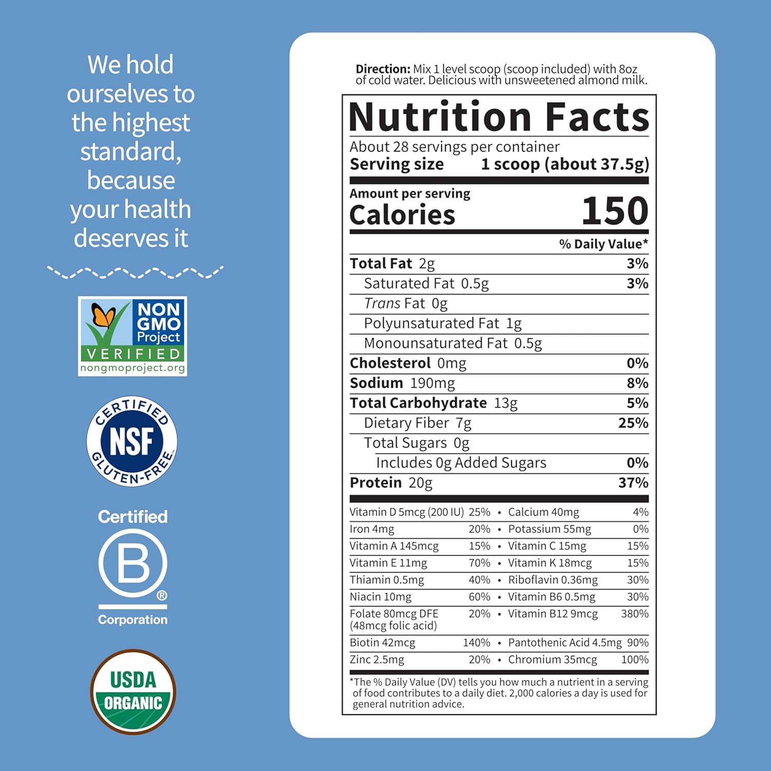 Garden of Life Meal Replacement Shakes, Raw Organic, Vanilla Protein Powder with Plant Based Pea Protein, Sprouts, Greens, Probiotics, Dairy Free 28 Servings - Image 6