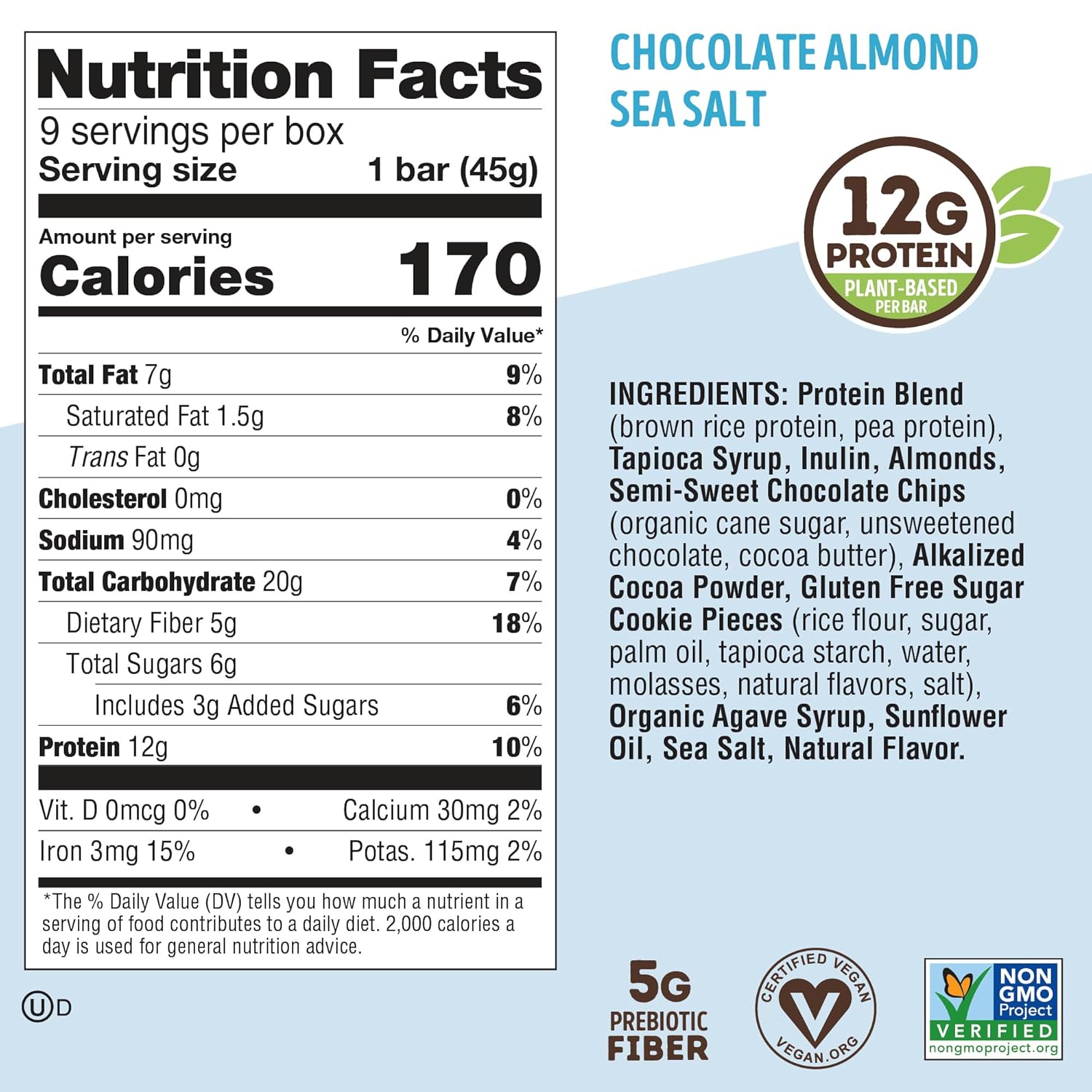 Lenny & Larry's Cookie-fied Protein Bar – Chocolate Almond Sea Salt Vegan Protein Bars 9x45g – Healthy Snacks with 12g Plant Protein & 5g Fiber – Gluten-Free Power Bar, Non-GMO & Vegan - Image 6