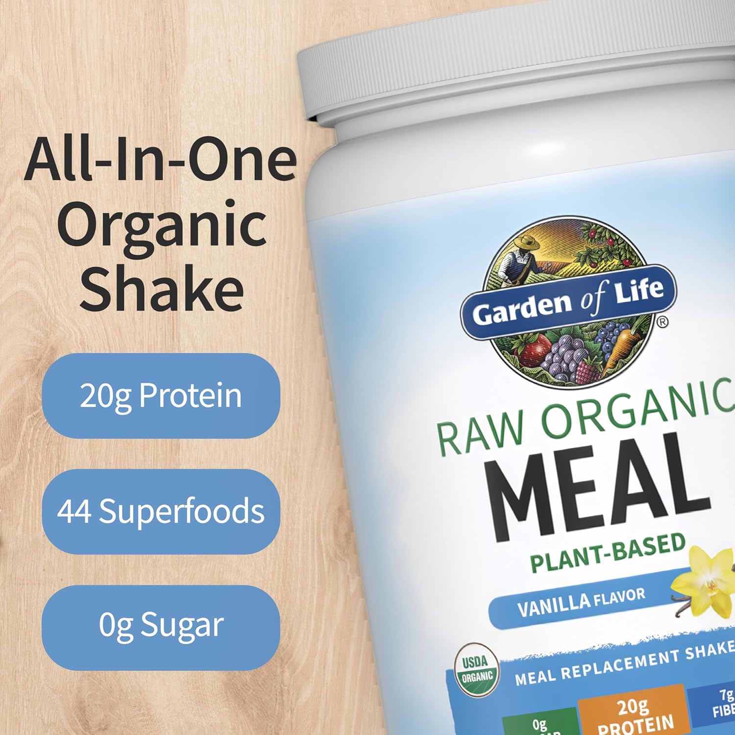 Garden of Life Meal Replacement Shakes, Raw Organic, Vanilla Protein Powder with Plant Based Pea Protein, Sprouts, Greens, Probiotics, Dairy Free 28 Servings - Image 4