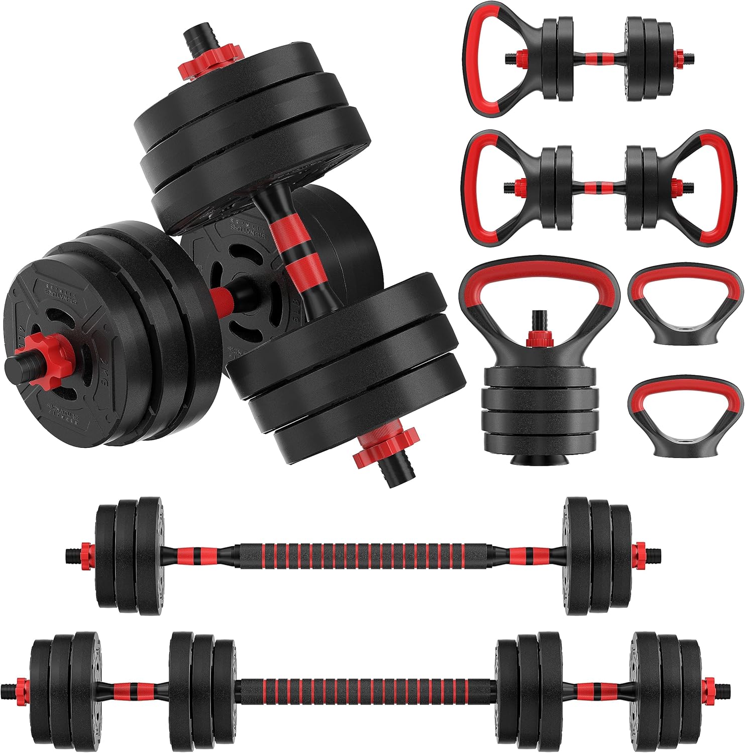 Fitvids Adjustable Dumbbell Set, 40/60LBS Free Weight Set, Multi-Functional Portable Changeable Dumbbell Barbell Kettlebell Set for Home, Multiple Style - Image 2