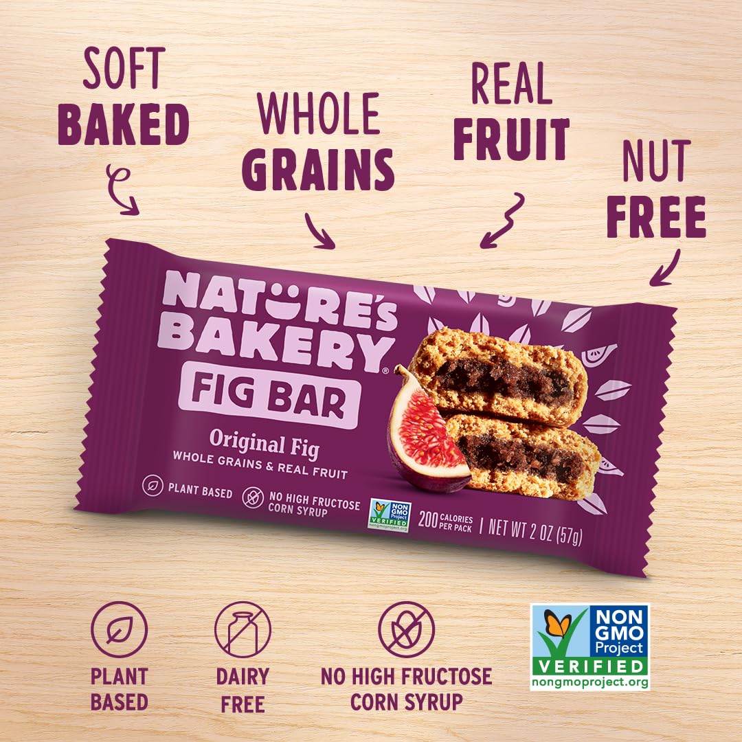 Nature’s Bakery Whole Wheat Fig Bars, Original Fig, Real Fruit, Vegan, Non-GMO, Snack bar, 1 box with 12 twin packs (12 twin packs) - Image 5