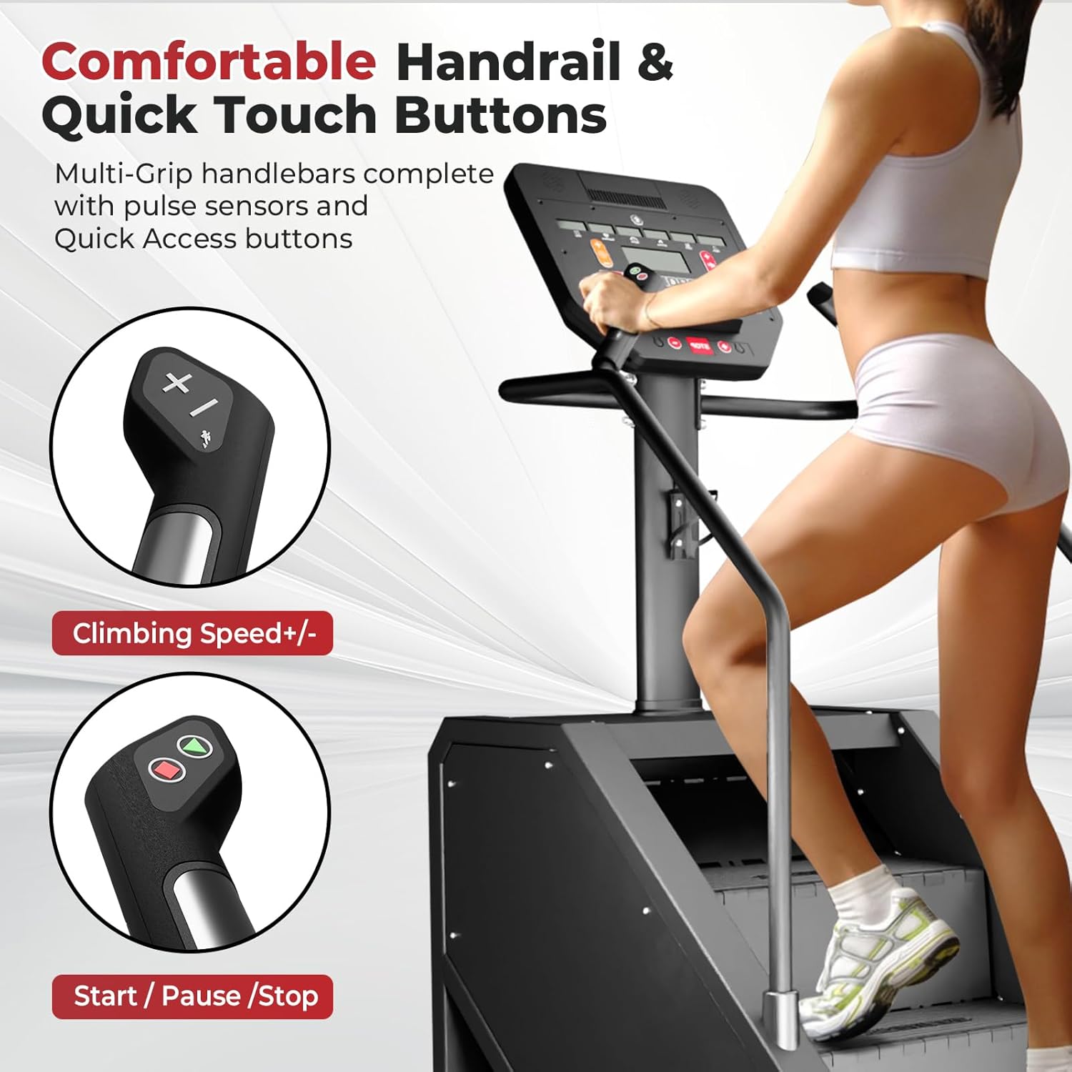 GMWD Stair Stepper Machine, Commercial Grade Stair Climber with Bluetooth, Stair Machine for Cardio, 15 Resistance Levels, 24-164 Steps/Min, Exercise Machine with LED Display for Home - Image 3