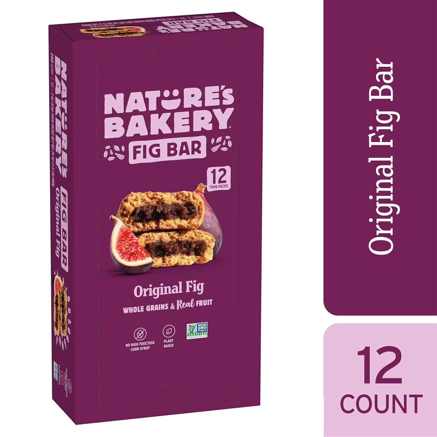 Nature’s Bakery Whole Wheat Fig Bars, Original Fig, Real Fruit, Vegan, Non-GMO, Snack bar, 1 box with 12 twin packs (12 twin packs) - Image 4