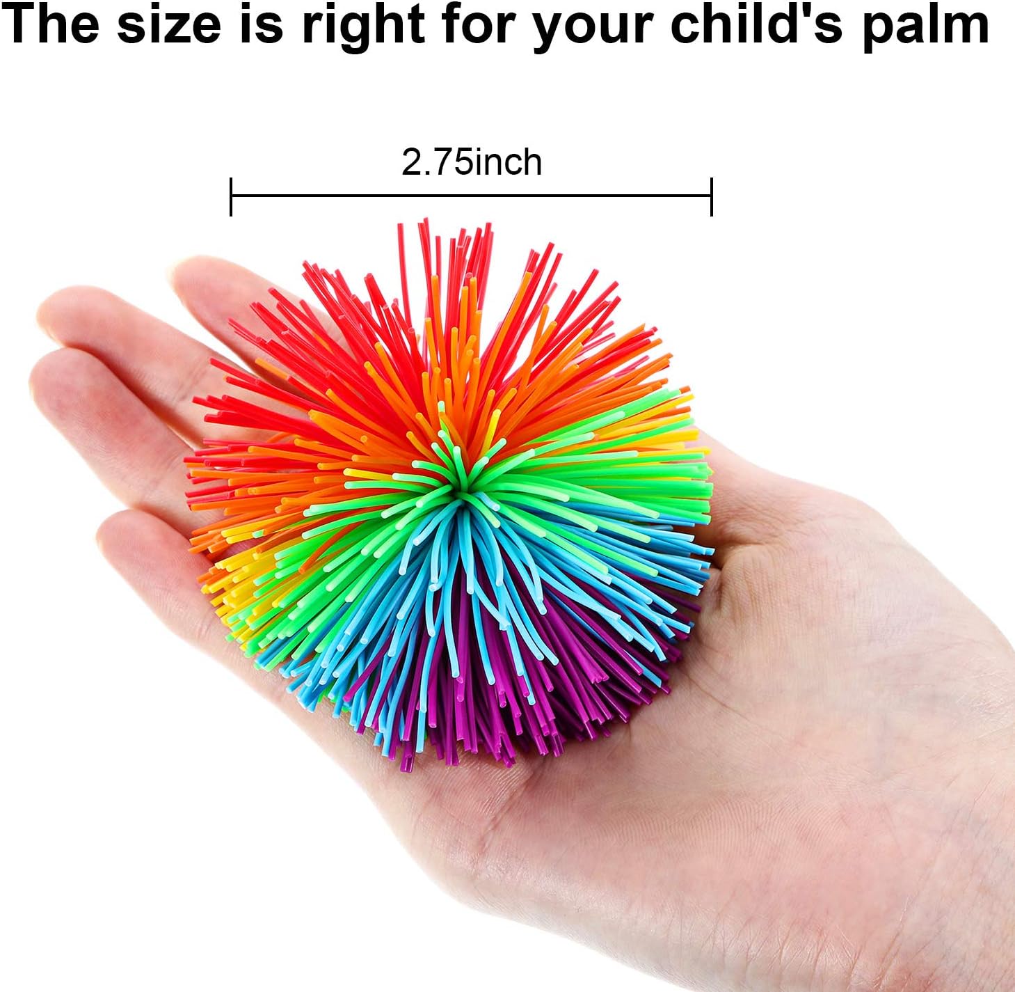 Leinuosen 12 Pieces Stringy Balls Sensory Stringy Ball End of Year Gifts Soft Rainbow Pom Bouncy Stress Bags Basket Stuffers Fillers Party Favors Birthday Gifts, Multicolor (2.75 Inch) - Image 4