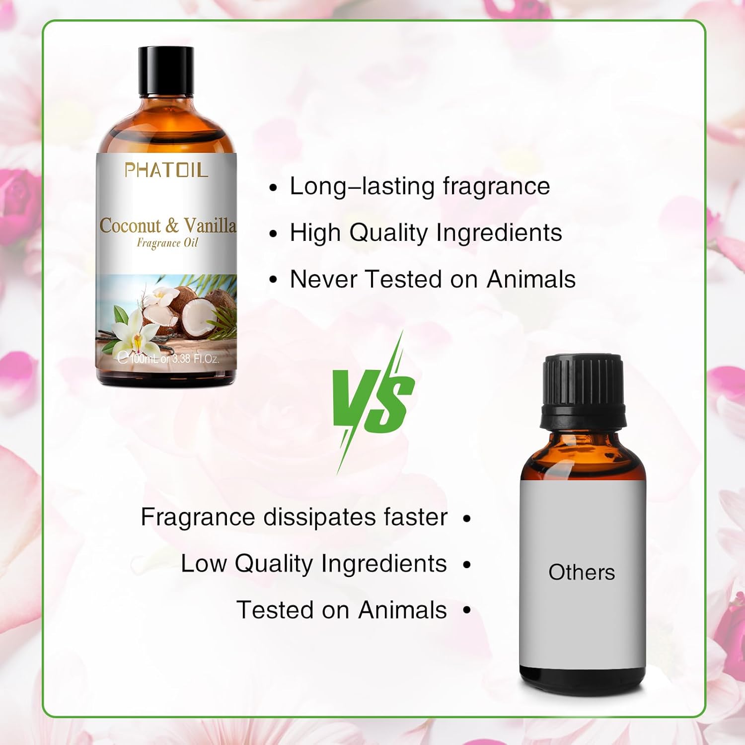PHATOIL 3.38FL.OZ Coconut & Vanilla Fragrance Oils for Aromatherapy, Essential Oils for Diffusers for Home, Perfect for Diffuser, Yoga, DIY Candle and Soap Making - 100ml - Image 5