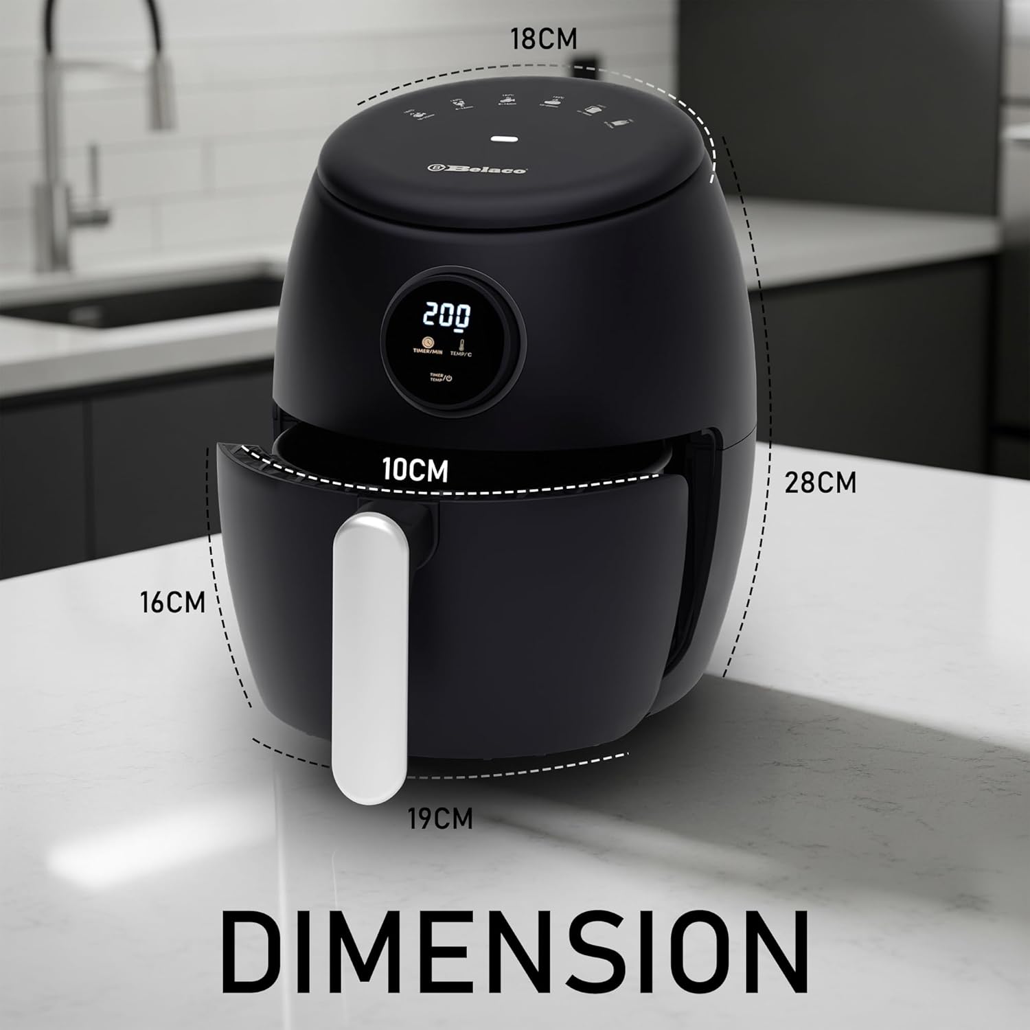 Belaco Air Fryer, 2.1Qt Digital Display, Rapid Air Circulation, Air Fryers, 60 Min Timer, Small Air Fryer, Adjustable Temperature, Dishwasher Safe Basket BEL-AF-02 - Image 7