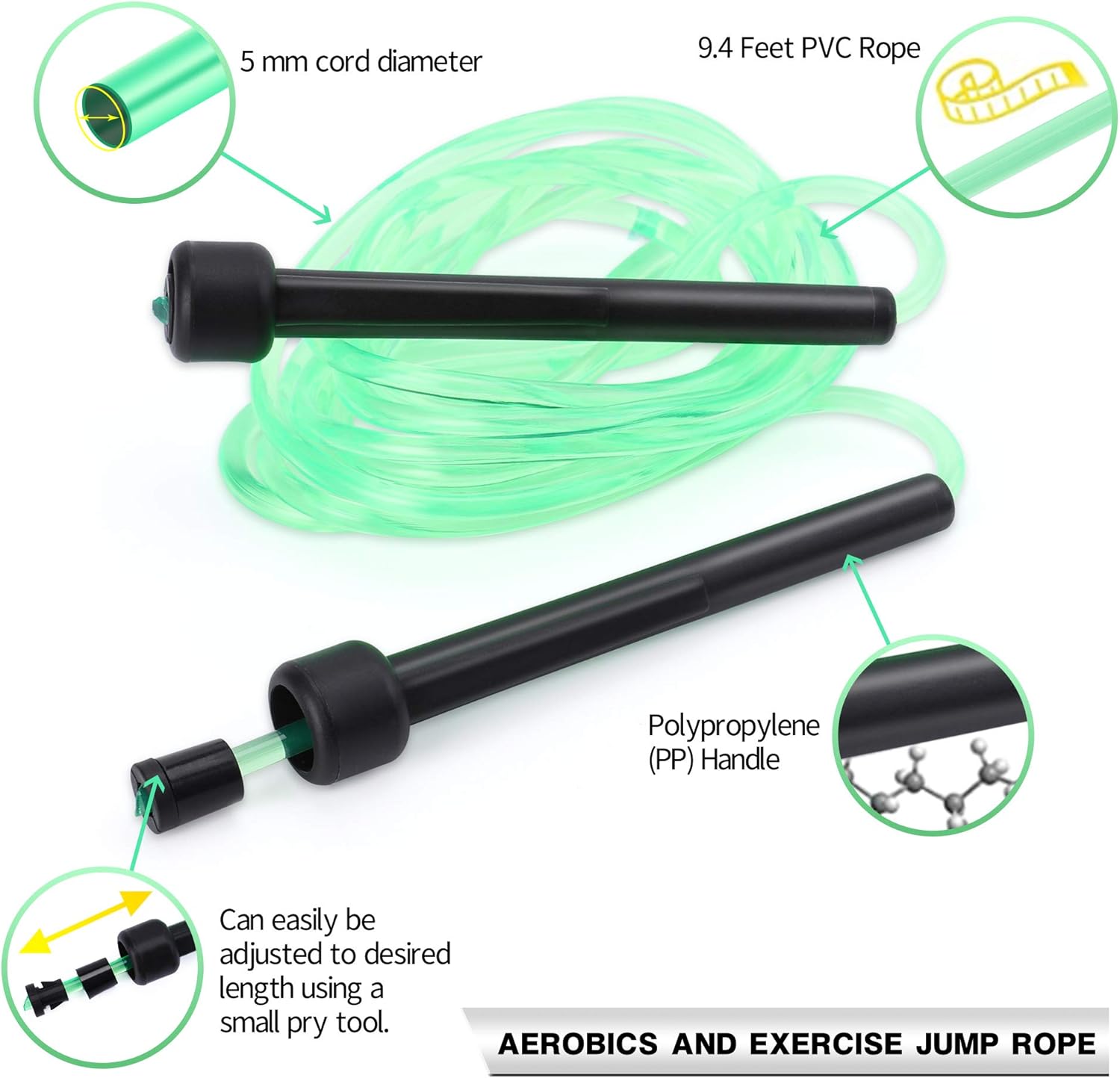 JUSDO 8 Pack Adjustable PVC Jump Rope for Cardio Fitness - Versatile Jump Rope for Both Kids and Adults Women Men Christmas Gift - Great for Exercise,9 Feet - Image 4