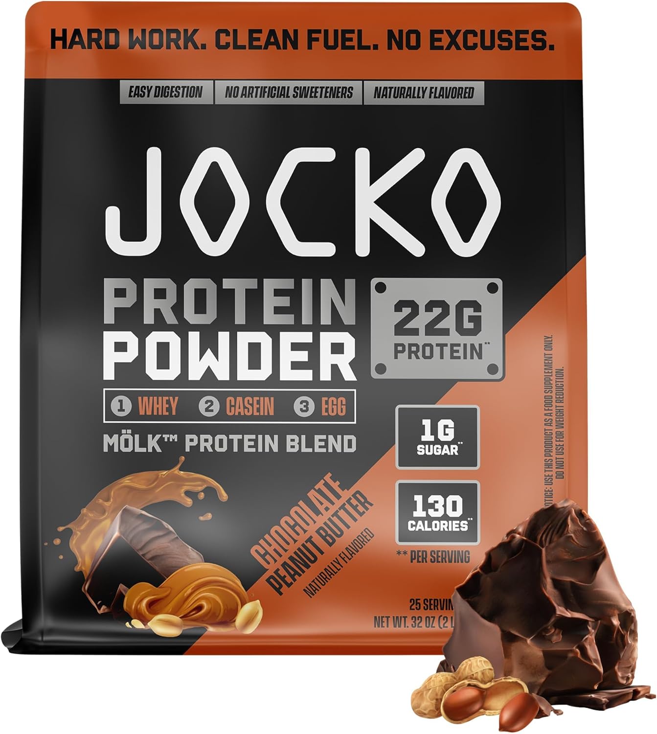 Jocko Fuel Whey Protein Powder, Chocolate Peanut Butter, 22g Protein, Digestive Enzymes + Probiotic Blend, No Sugar Added, with Essential Amino Acids + Electrolyte Minerals, 25 Servings - Image 2