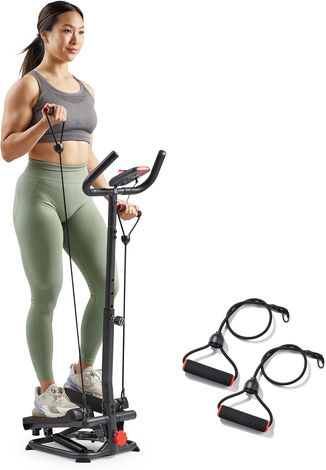 Sunny Health & Fitness Total Body 2-in-1 Smart Stepper Machine for Home with Handlebar and Resistance Bands - Image 2