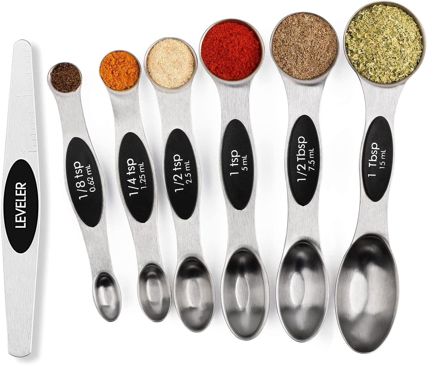 Magnetic Measuring Spoons Set Stainless Steel with Leveler, Stackable Metal Tablespoon Measure Spoon for Baking, Cups and Spoon Set Kitchen Gadgets Apartment Essentials Fits in Spice Jars - Image 2