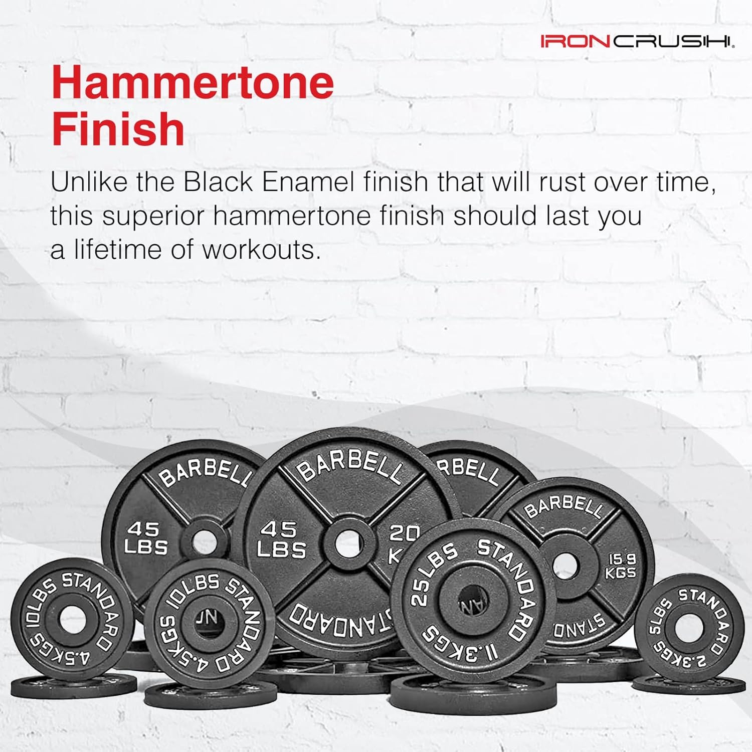 Cast Iron Olympic Weight Plates – Free Weights with 2-inch Hole & Anti-Rust Hammertone Finish - Ideal for Strength Training, Crossfit Equipment & Home Gym Set – Sold in Pairs - 2.5LB–45LB - Image 4