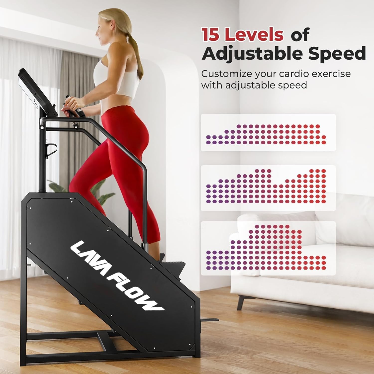 GMWD Stair Stepper Machine, Commercial Grade Stair Climber with Bluetooth, Stair Machine for Cardio, 15 Resistance Levels, 24-164 Steps/Min, Exercise Machine with LED Display for Home - Image 5