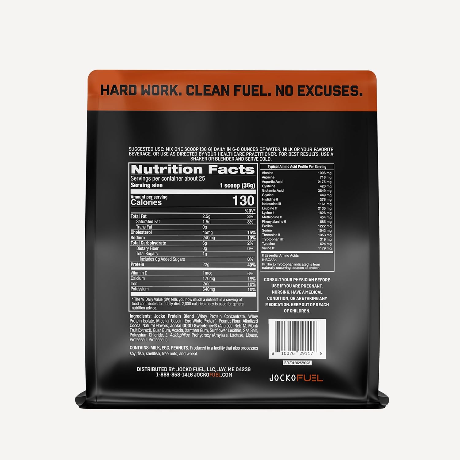 Jocko Fuel Whey Protein Powder, Chocolate Peanut Butter, 22g Protein, Digestive Enzymes + Probiotic Blend, No Sugar Added, with Essential Amino Acids + Electrolyte Minerals, 25 Servings - Image 3