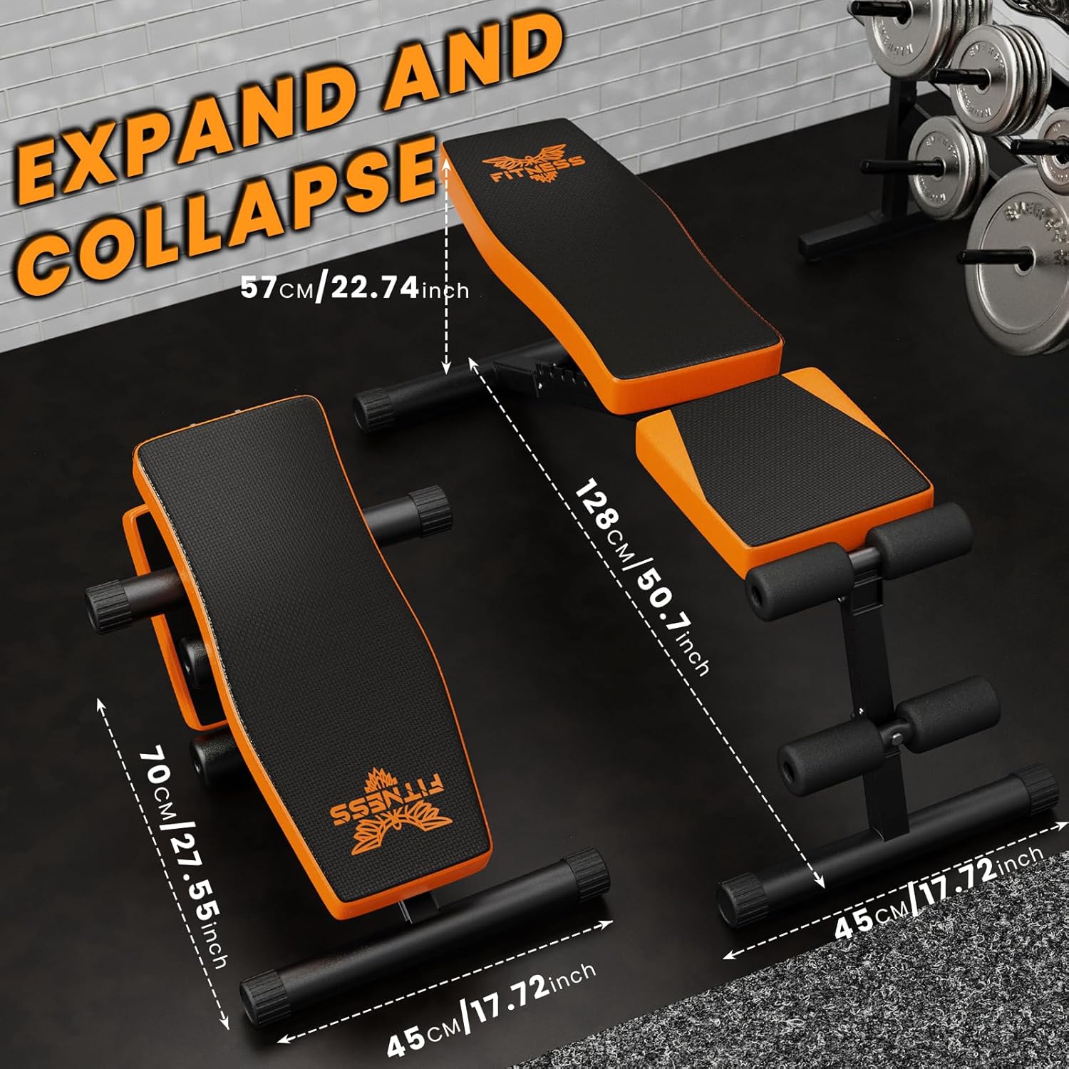 naspaluro Adjustable Weight Bench for Home Gym Foldable Workout Bench Press 880LB Incline Sit Up Bench for Full Body Workout with 3-Sec Folding - Image 6