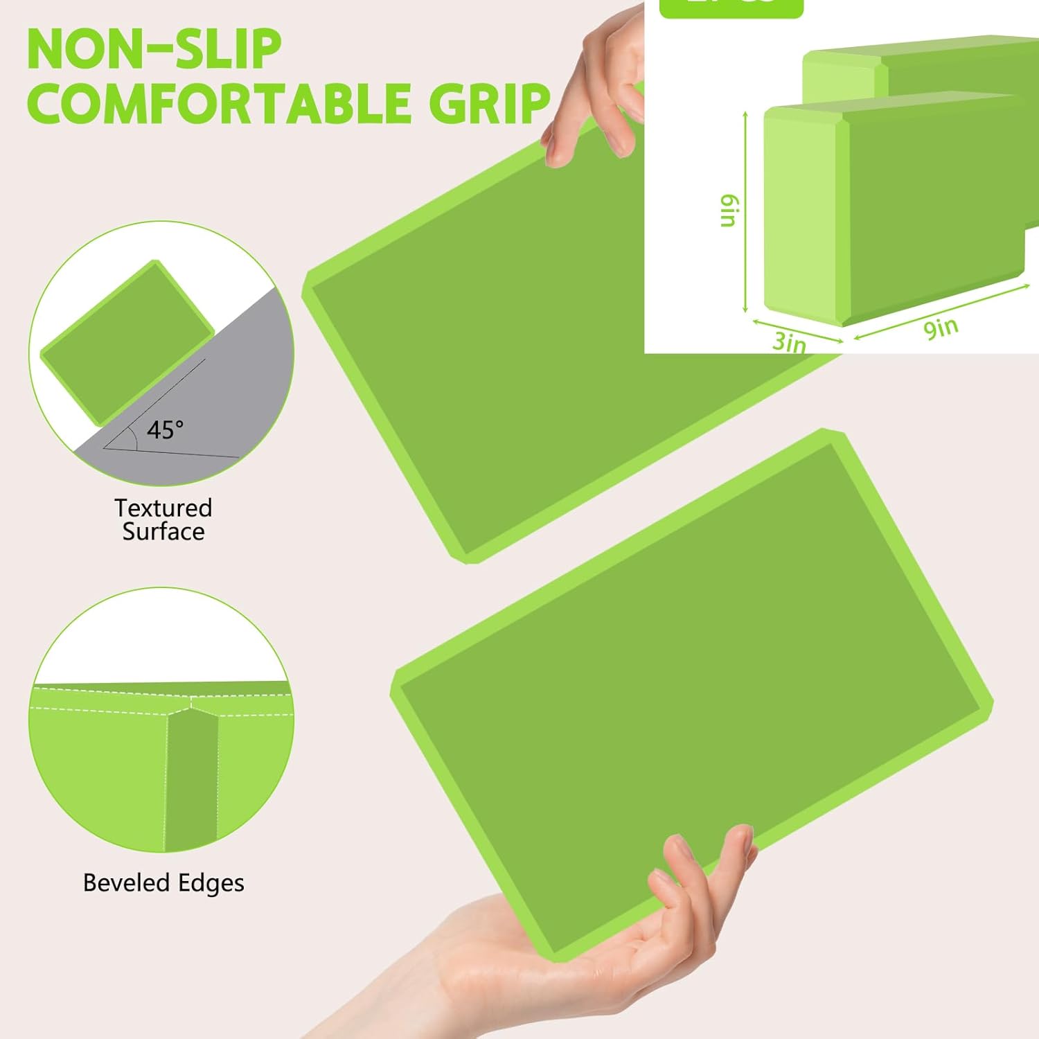 Yoga Block - Supportive Latex-Free Eva Foam - Soft Non-Slip Surface with Beveled Edges for Yoga, Pilates, Meditation - Yoga Accessories for Stability, Balance, Deepen Stretches - Image 7