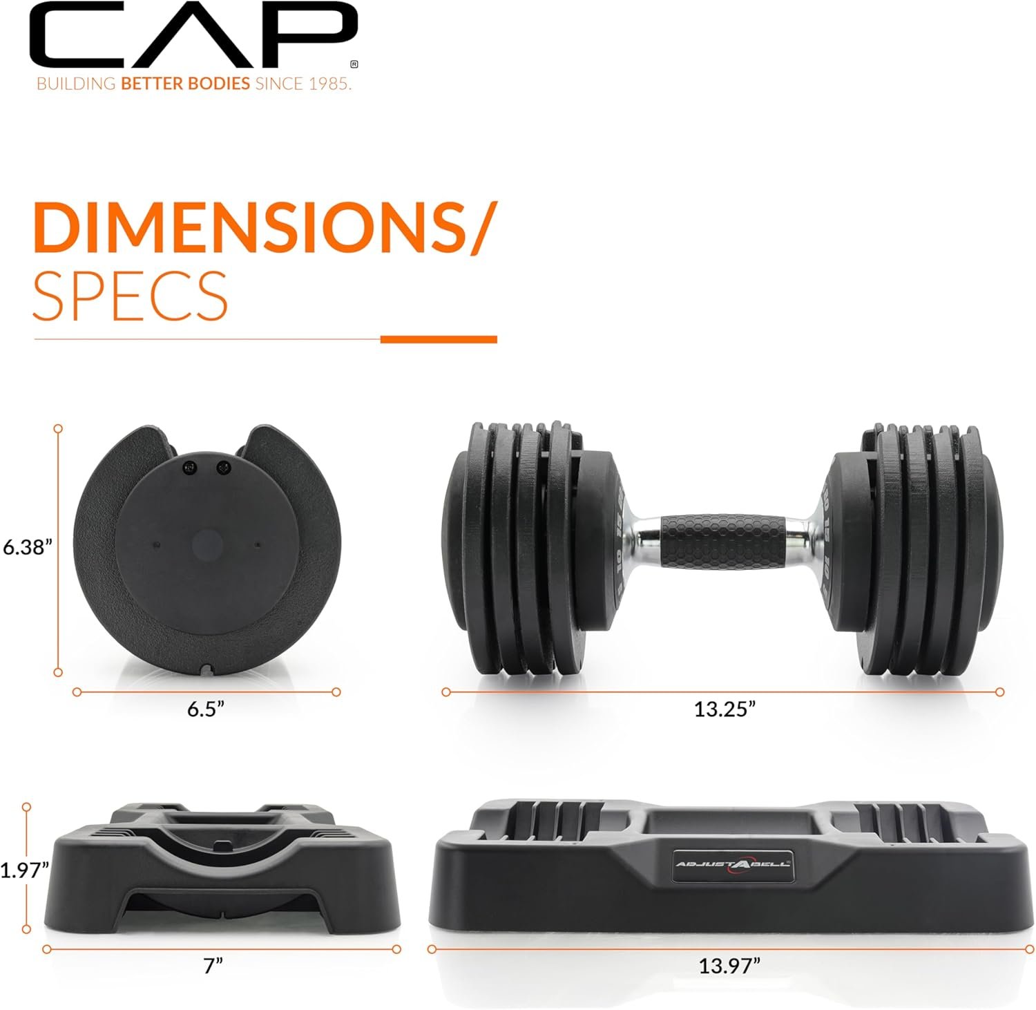 CAP ADJUSTABELL Adjustable Dumbbell Weights - Singles & Pairs | 12.5 lb, 25 lb & 55 lb | Multiple Handle Options - Image 5