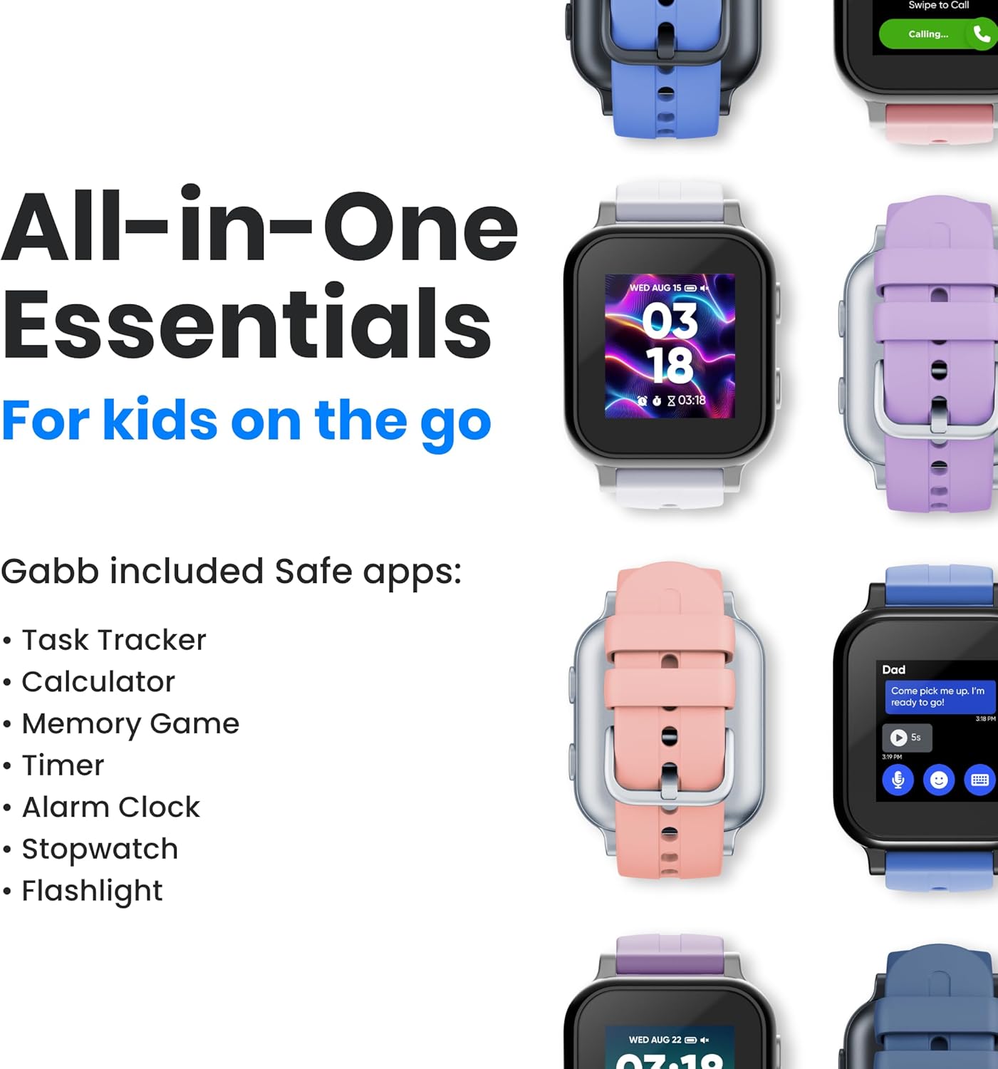 Gabb Watch 3e - Smart Watch for Kids, GPS Tracker, No Social Media or Internet, Watch Phone for Kids Ages 5-12, SOS Button, Parental Controls, Phone Plan Required - Silver - Image 6