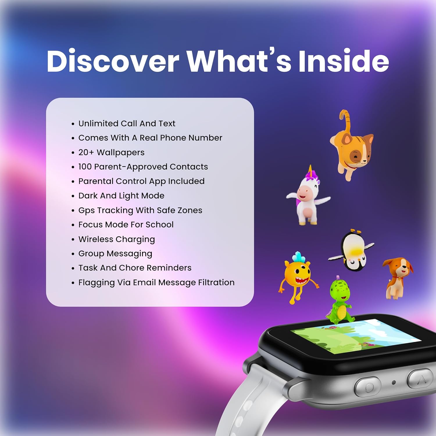 Gabb Watch 3e - Smart Watch for Kids, GPS Tracker, No Social Media or Internet, Watch Phone for Kids Ages 5-12, SOS Button, Parental Controls, Phone Plan Required - Silver - Image 7