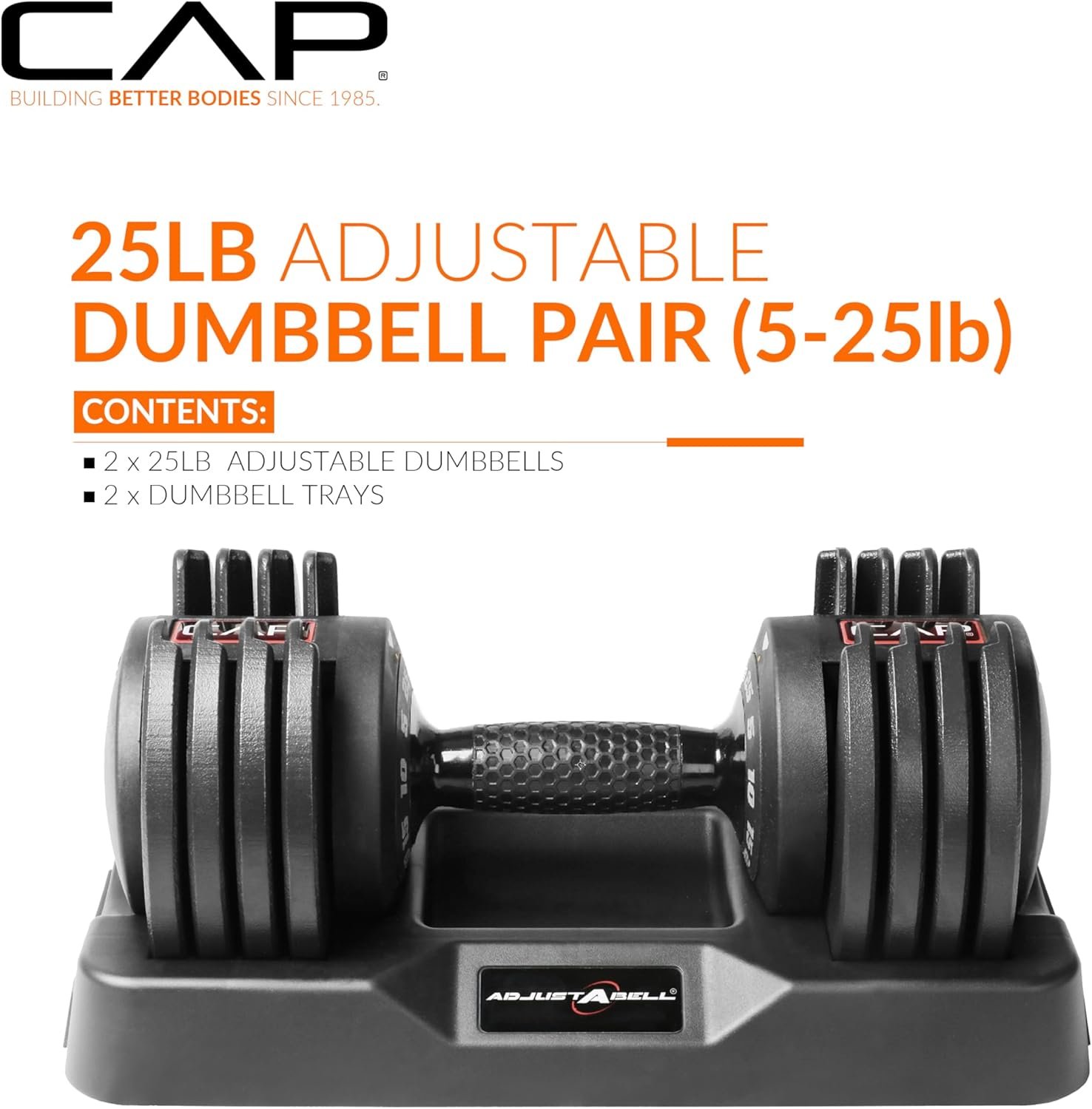 CAP ADJUSTABELL Adjustable Dumbbell Weights - Singles & Pairs | 12.5 lb, 25 lb & 55 lb | Multiple Handle Options - Image 3