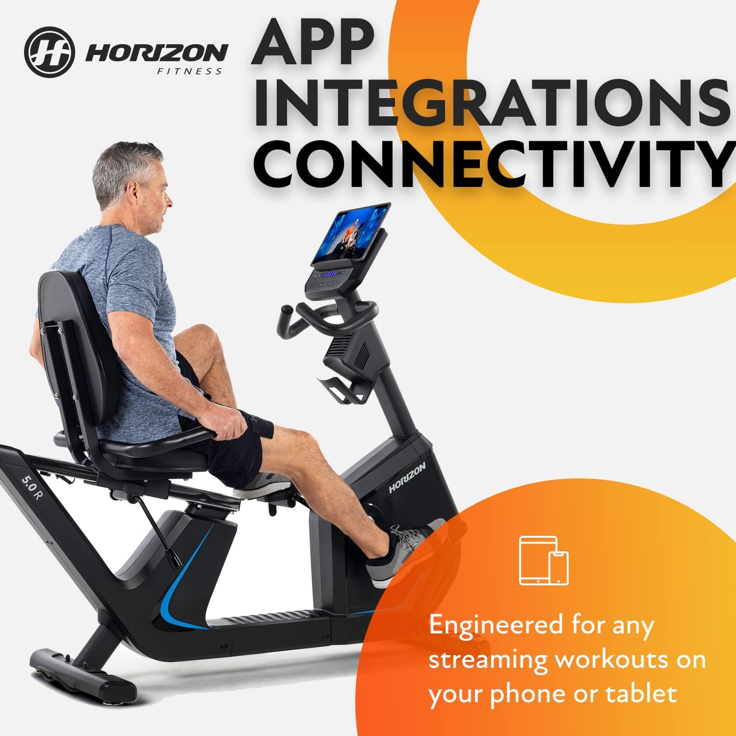 Horizon Fitness 5.0R Recumbent Bike, Fitness & Cardio, Magnetic Resistance Cycling Bike with Bluetooth, Comfort Seat with Lumbar Support, Step-through Frame, and 350lb Weight Capacity - Image 4