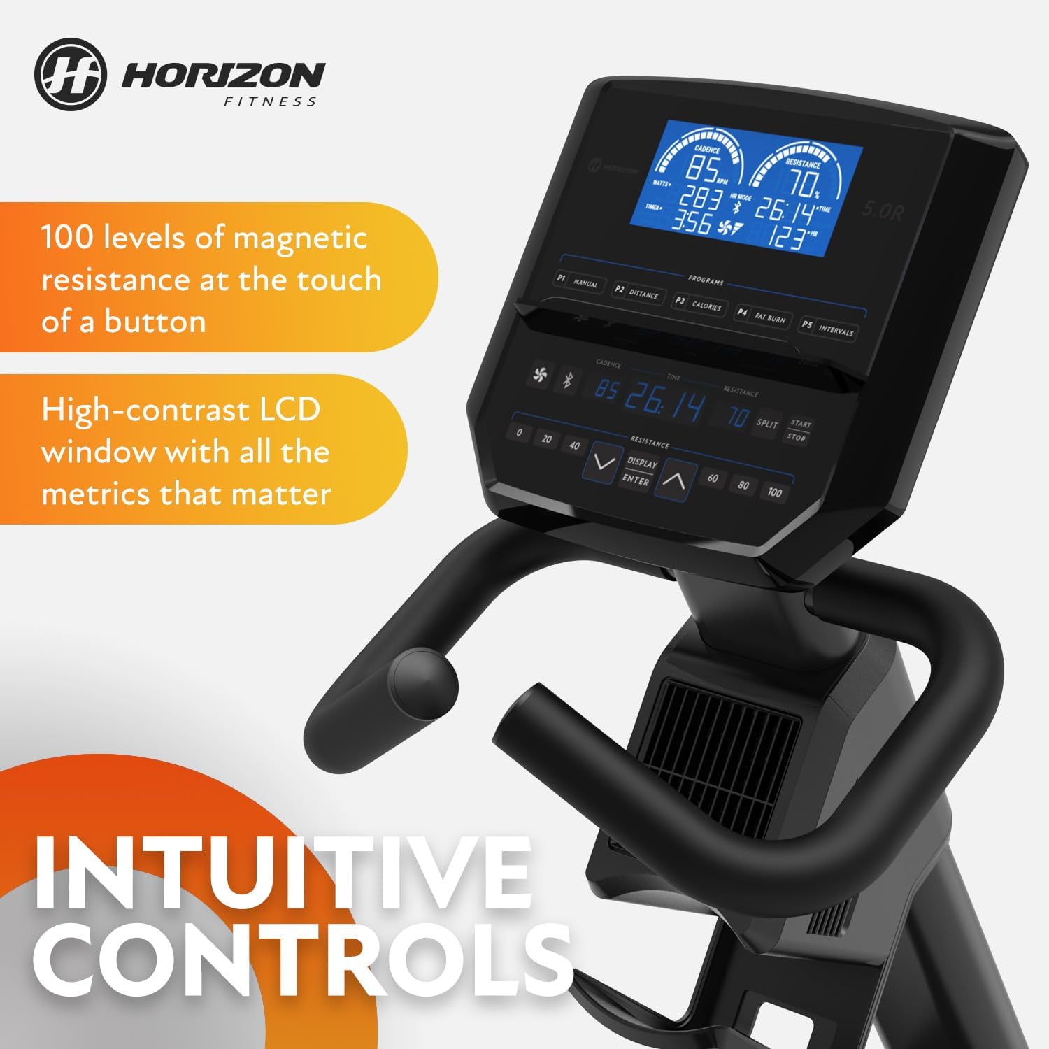 Horizon Fitness 5.0R Recumbent Bike, Fitness & Cardio, Magnetic Resistance Cycling Bike with Bluetooth, Comfort Seat with Lumbar Support, Step-through Frame, and 350lb Weight Capacity - Image 5