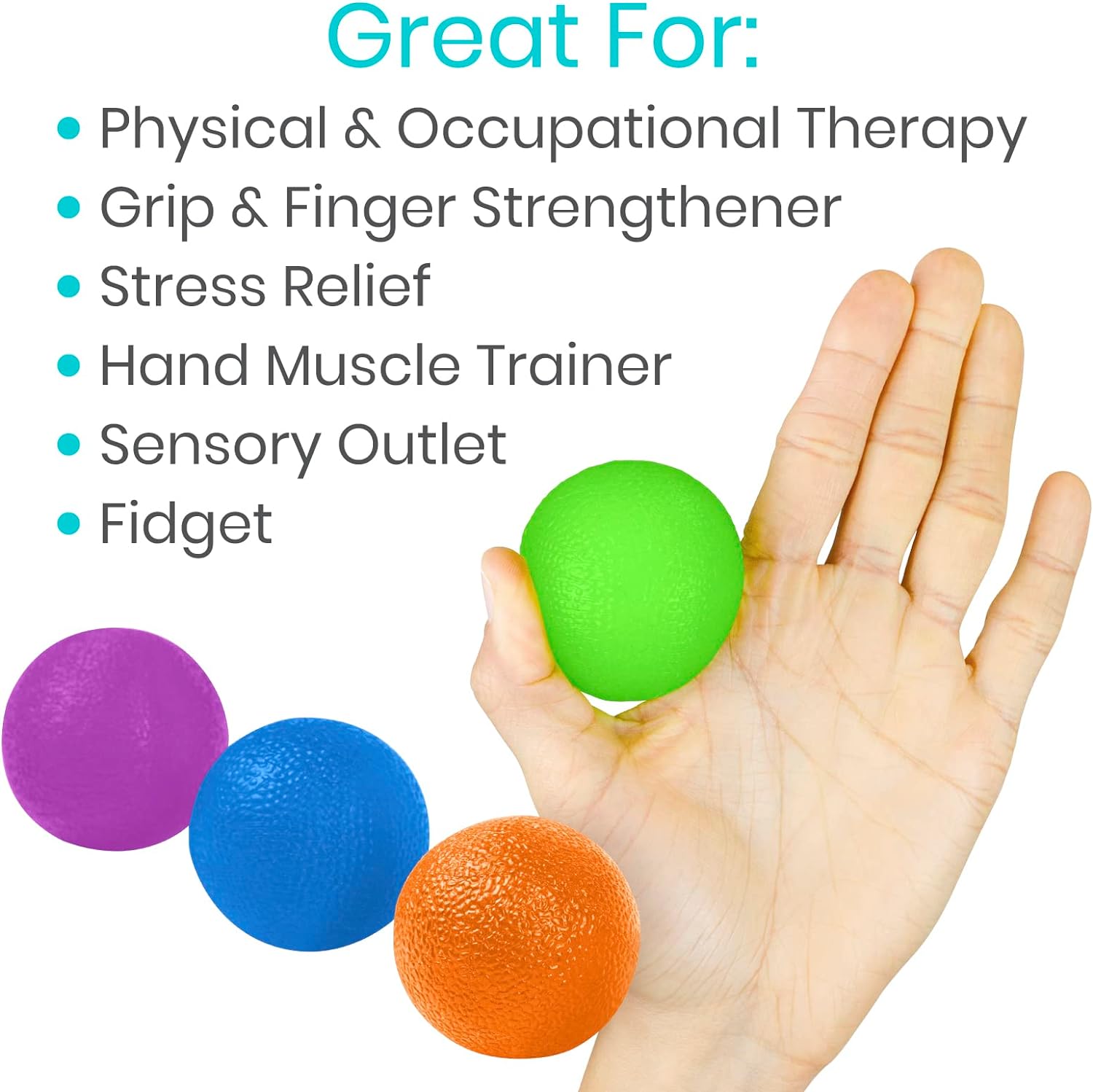 Vive Squeeze Balls for Hand Therapy, Exercise, Arthritis (w/Rehab Video App) - Grip Strengthener Occupational Equipment for Finger, Wrist, Carpal Tunnel, Pain Relief - Image 5
