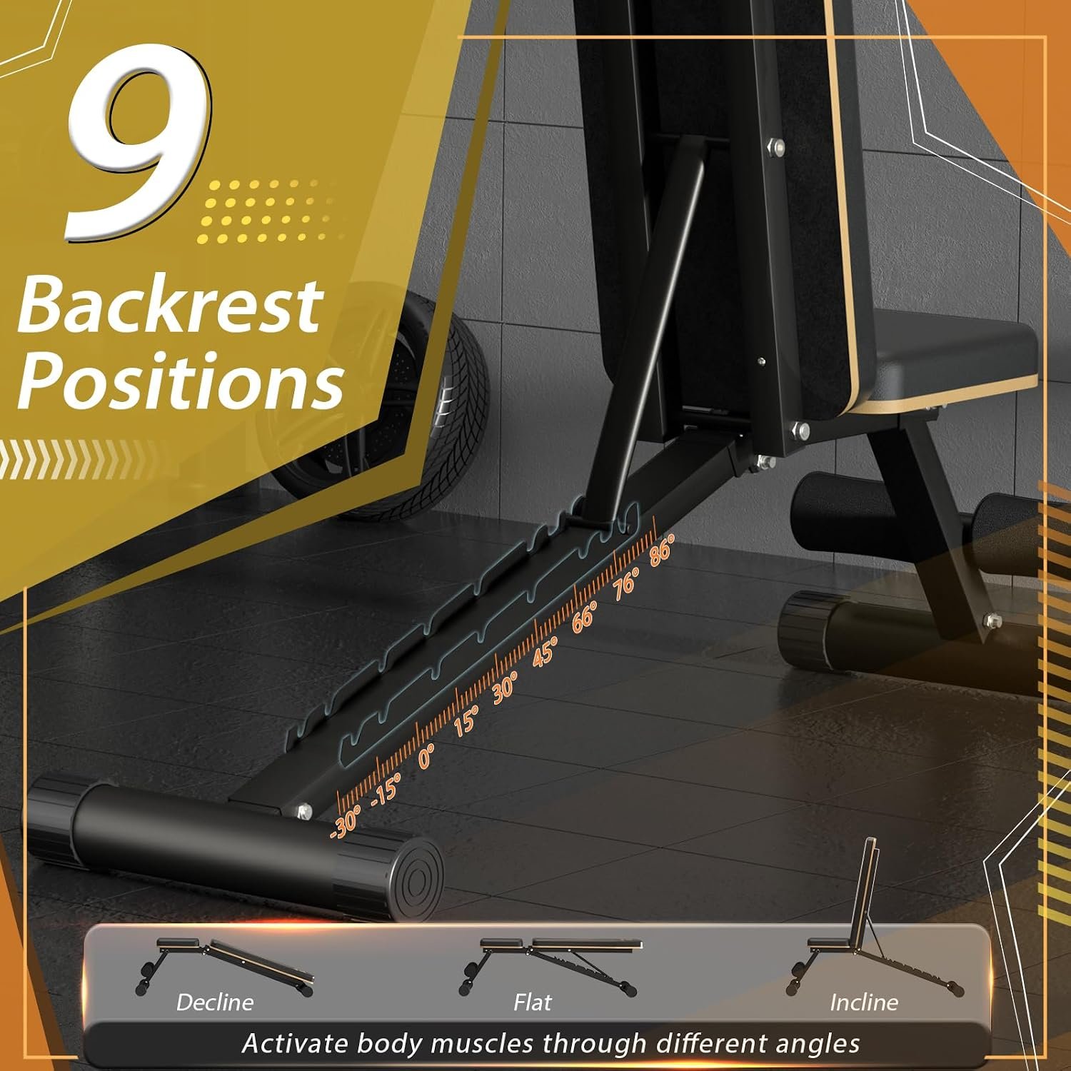 FitGoods Adjustable Weight Bench - Heavy-Duty Foldable Workout Bench for Home Gym, 660 LBS Capacity, Incline & Decline, Multi-Position Strength Training Bench, Compact Storage - Image 6