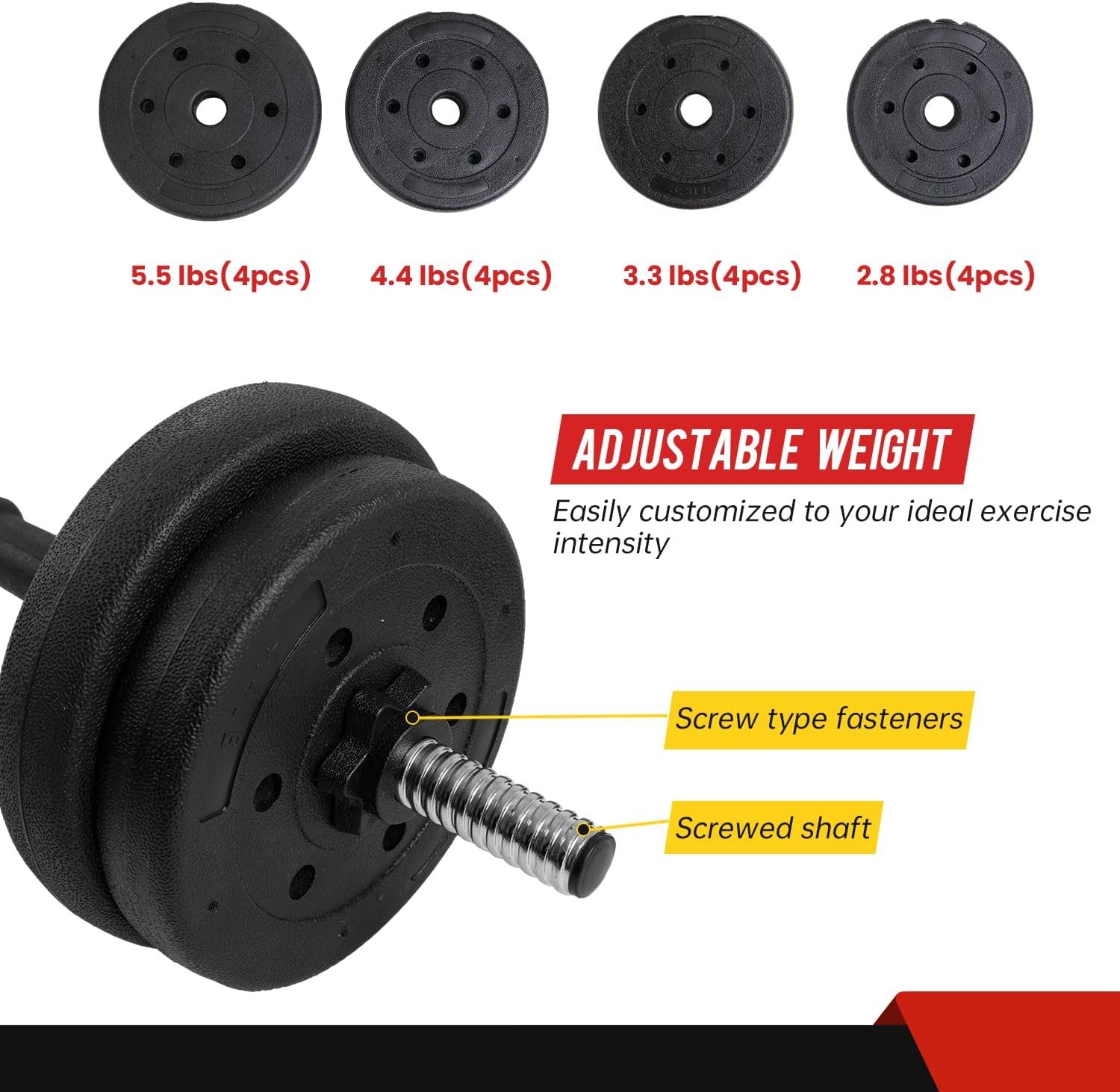 PayLessHere Adjustable Dumbbell Sets 2 in 1 Free Weights 66lbs Dumbbells with Anti-Slip Metal Handle for Men and Women Strength Training Home Gym Workout Equipment for Full Body Workout Fitness(Pair) - Image 4