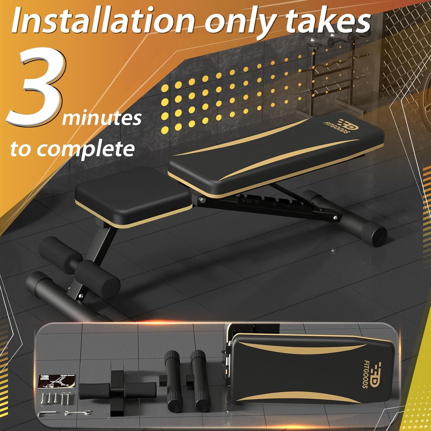 FitGoods Adjustable Weight Bench - Heavy-Duty Foldable Workout Bench for Home Gym, 660 LBS Capacity, Incline & Decline, Multi-Position Strength Training Bench, Compact Storage - Image 4