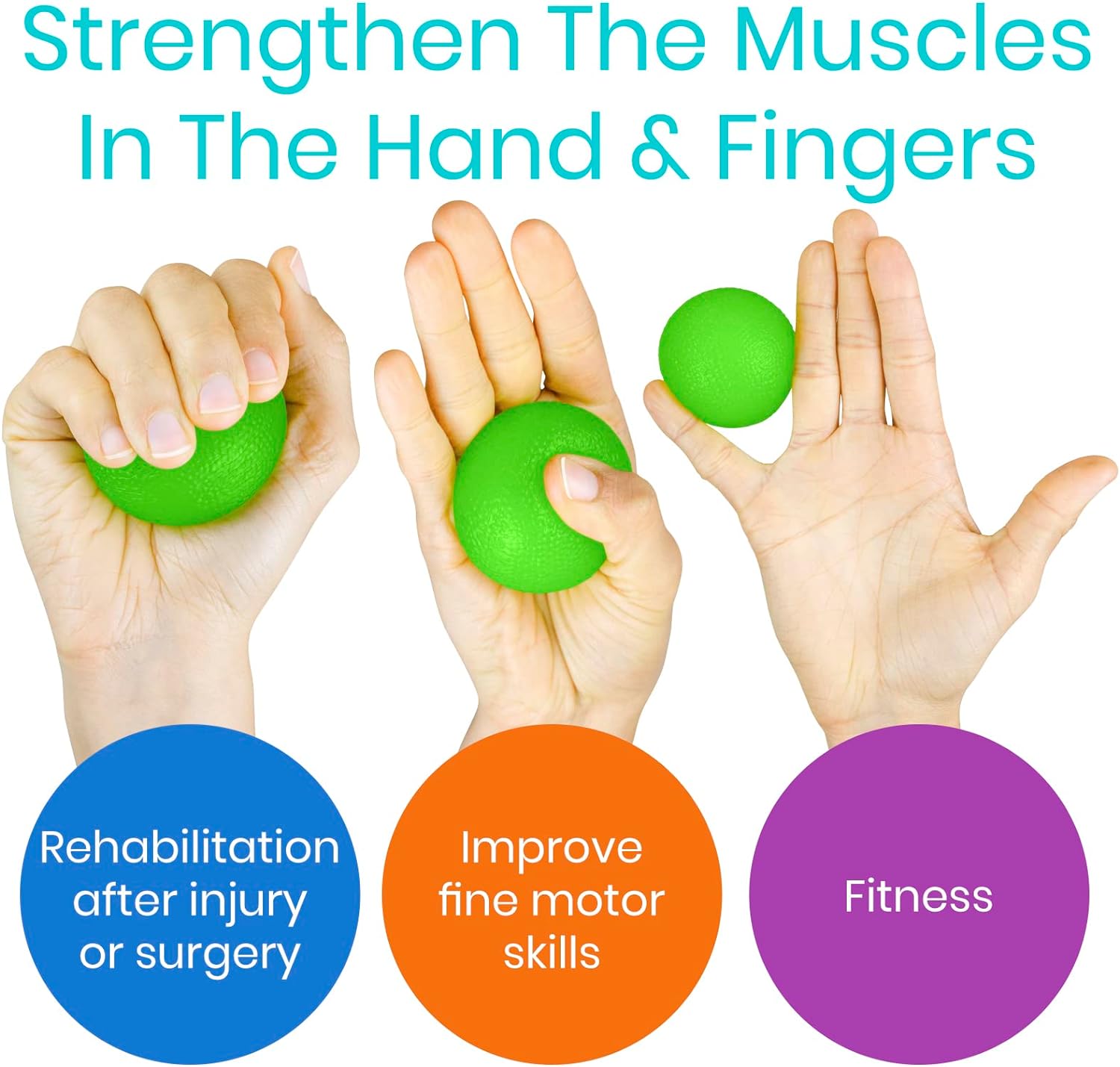 Vive Squeeze Balls for Hand Therapy, Exercise, Arthritis (w/Rehab Video App) - Grip Strengthener Occupational Equipment for Finger, Wrist, Carpal Tunnel, Pain Relief - Image 6