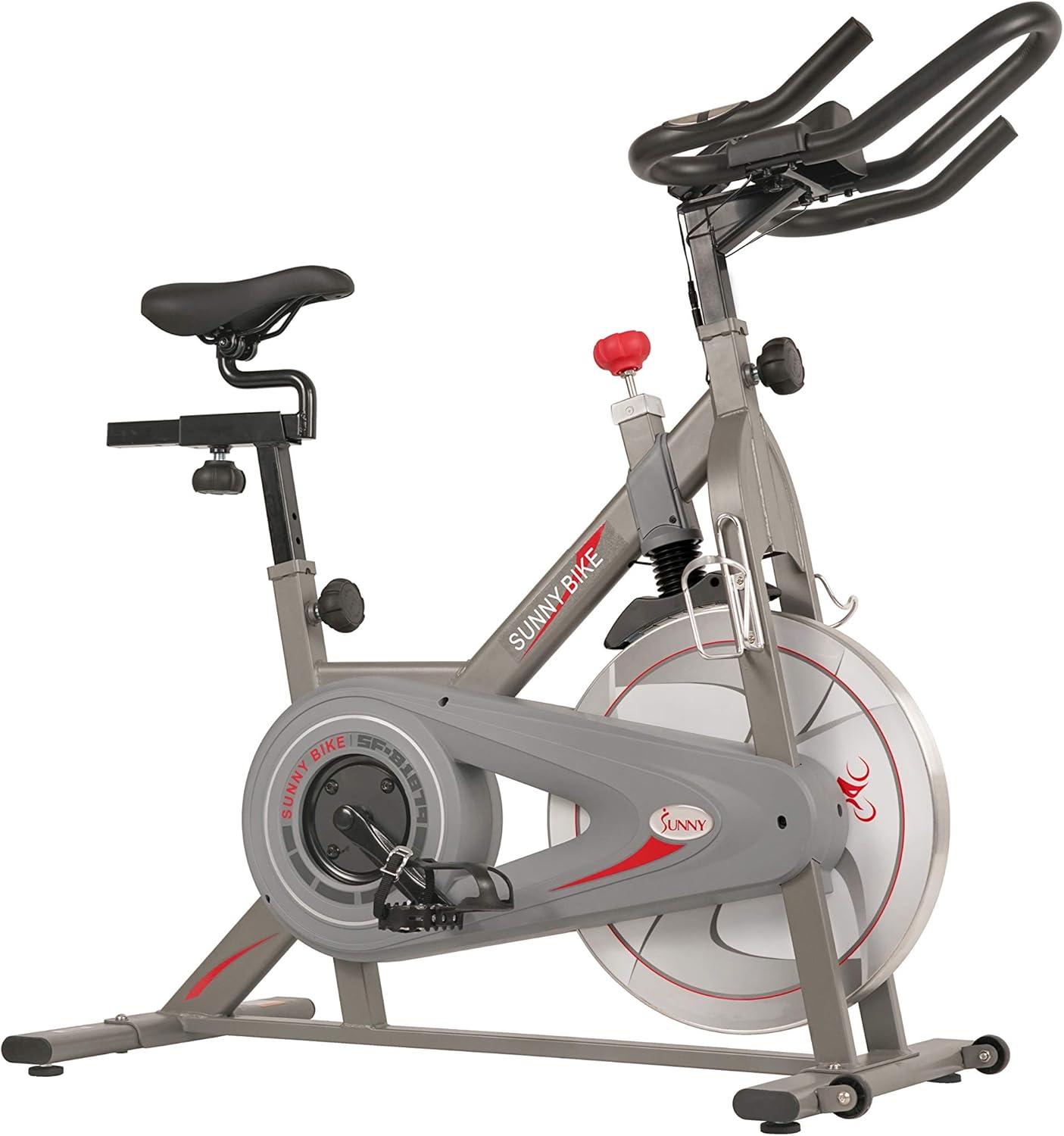 Sunny Health & Fitness Indoor Cycling Exercise Bike w/Pulse Sensors & 4-Way Adjustable Seat, Stationary Home Cardio Training Machine w/Micro-Adjustable Magnetic Resistance for Intensive Cardio Session - Image 3
