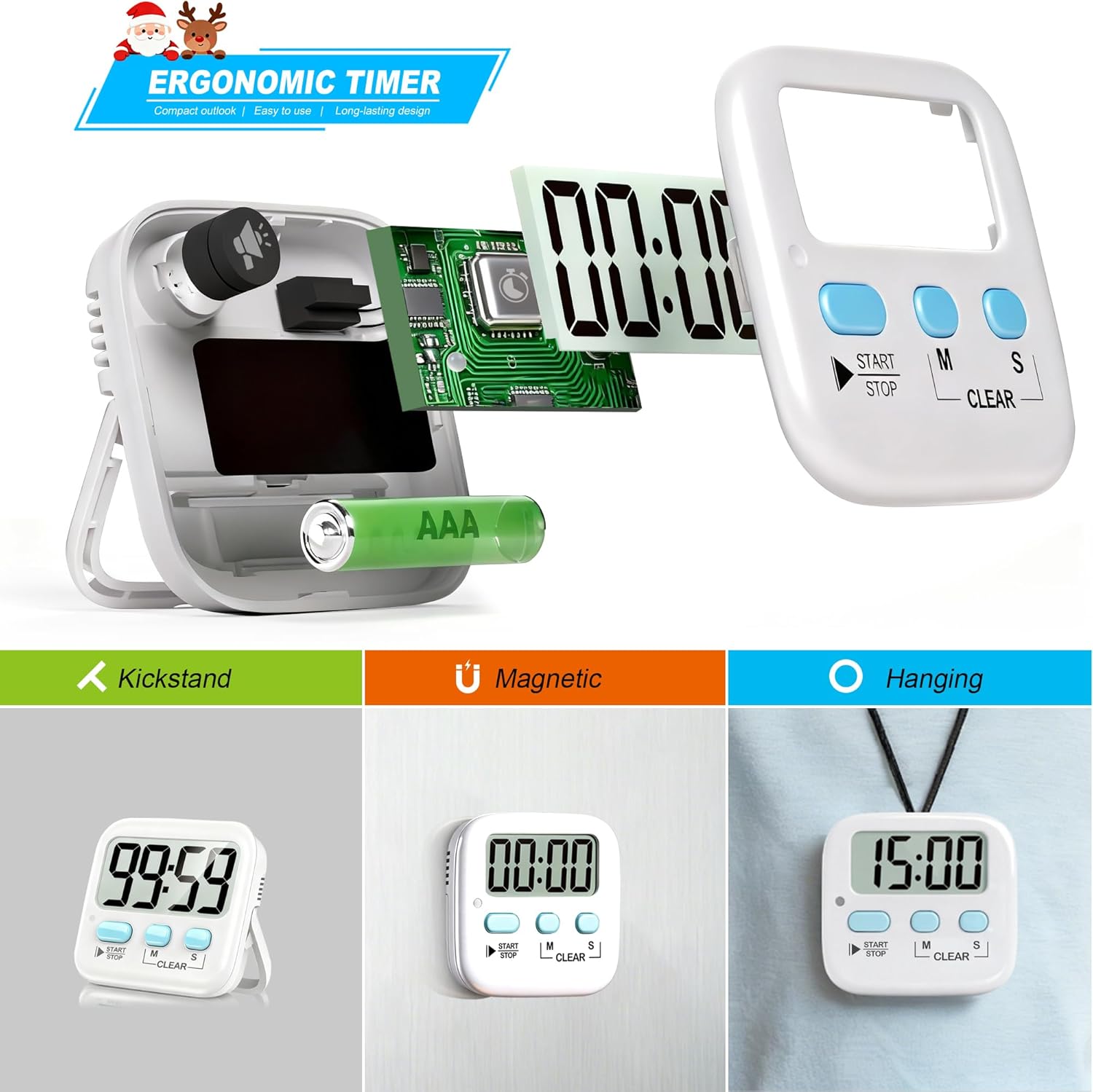Antonki 2 Pack Digital Timer for Kids, Magnetic Countdown Kitchen Timers for Cooking, Egg, Classroom, Teacher, Exercise, Study, Oven - Battery Included - Image 6