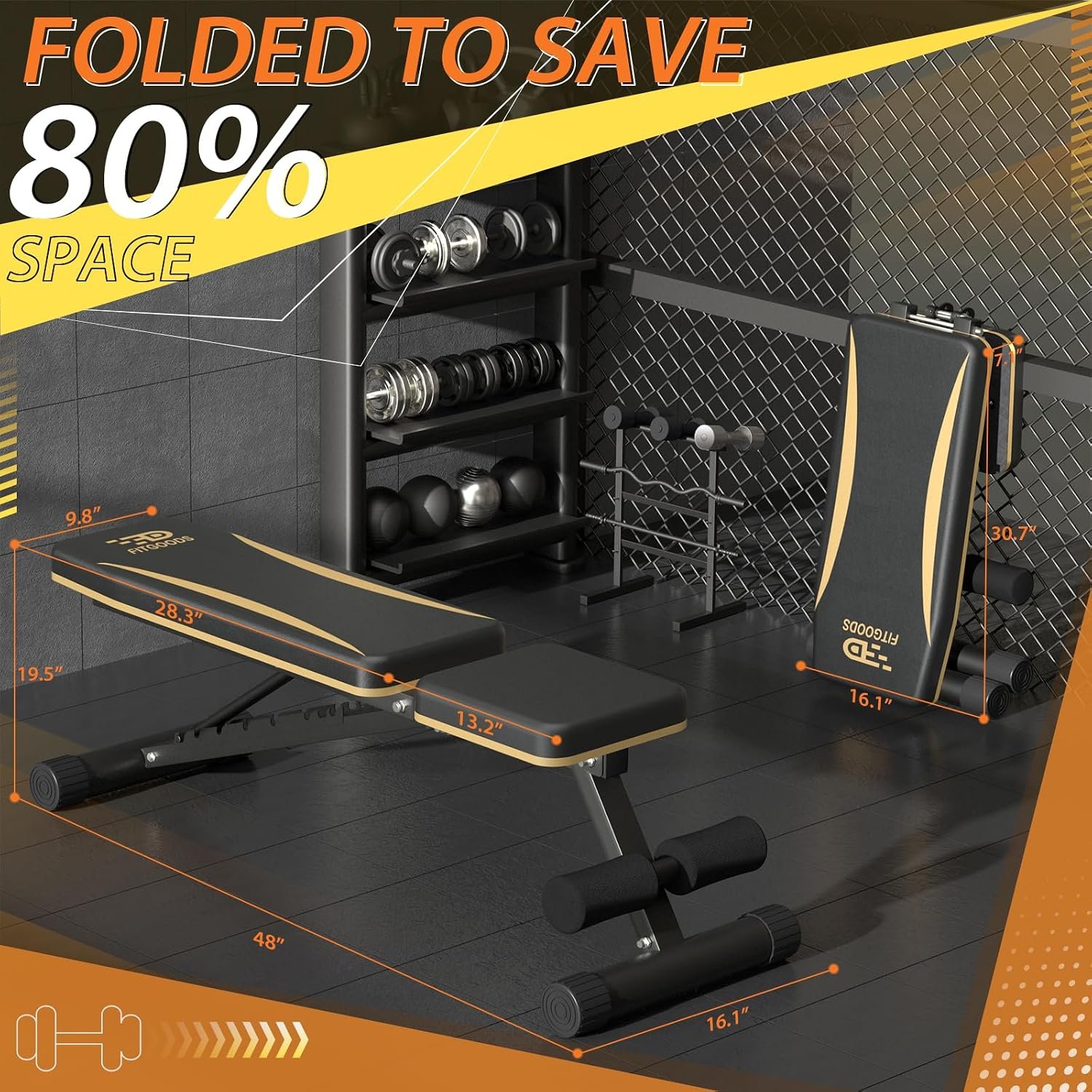 FitGoods Adjustable Weight Bench - Heavy-Duty Foldable Workout Bench for Home Gym, 660 LBS Capacity, Incline & Decline, Multi-Position Strength Training Bench, Compact Storage - Image 3