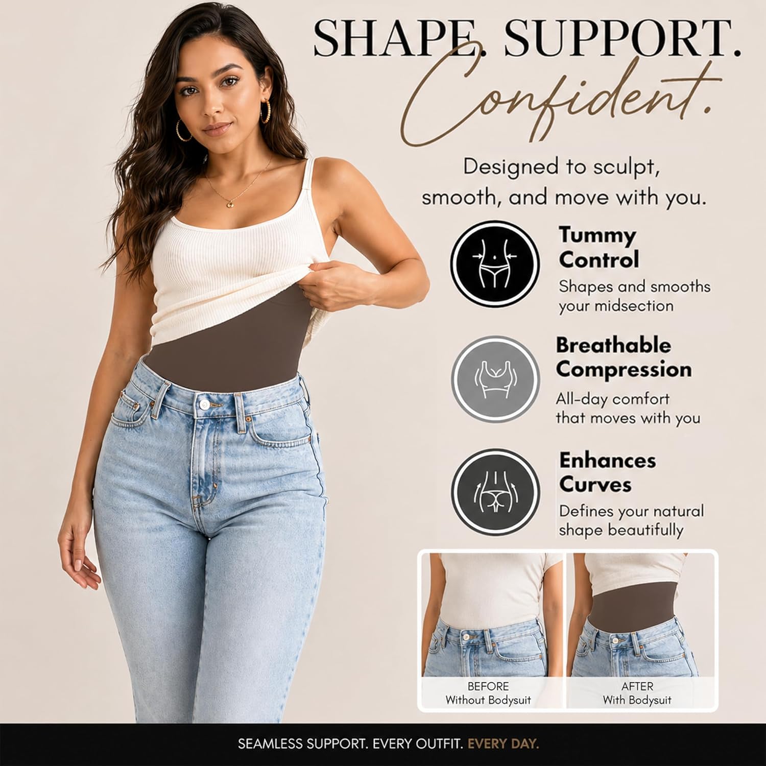 Tummy Control Shapewear Bodysuit for Women, Seamless Body Shaper Thong, Brief or Mid-Thigh Faja, Sculpting Slimming Bodysuits - Image 3