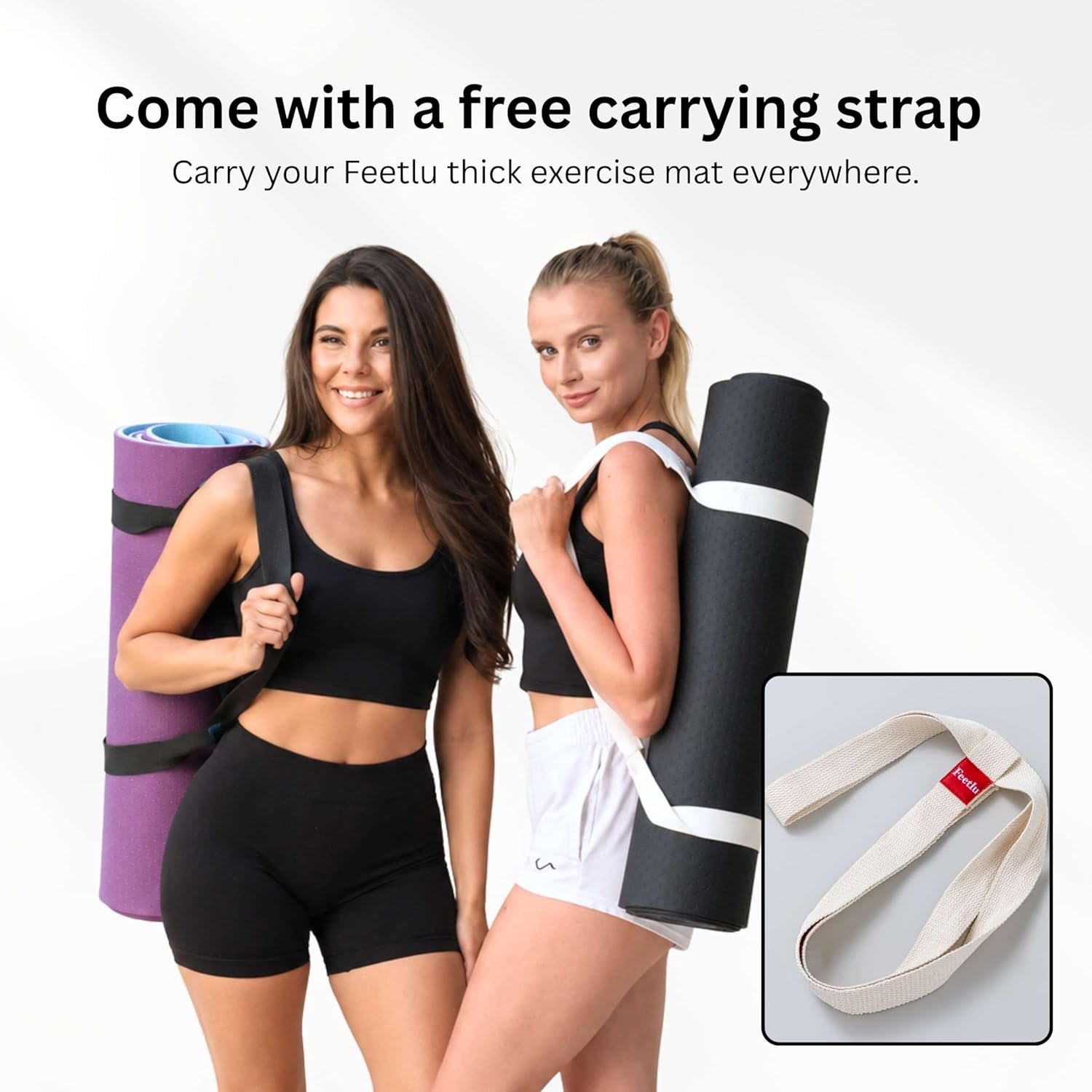Extra Thick Yoga Mat with Carry Strap, 10mm Non-Slip Exercise Mat, 72 x 24 Inch Cushioned Workout Mat for Yoga, Pilates, Stretching & Floor Exercises - Image 7