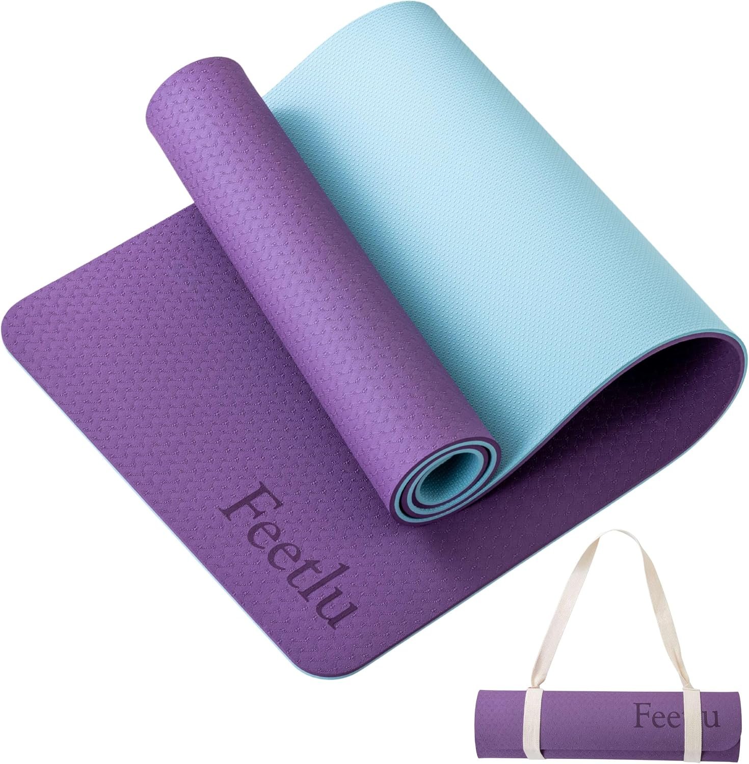 Extra Thick Yoga Mat with Carry Strap, 10mm Non-Slip Exercise Mat, 72 x 24 Inch Cushioned Workout Mat for Yoga, Pilates, Stretching & Floor Exercises - Image 2