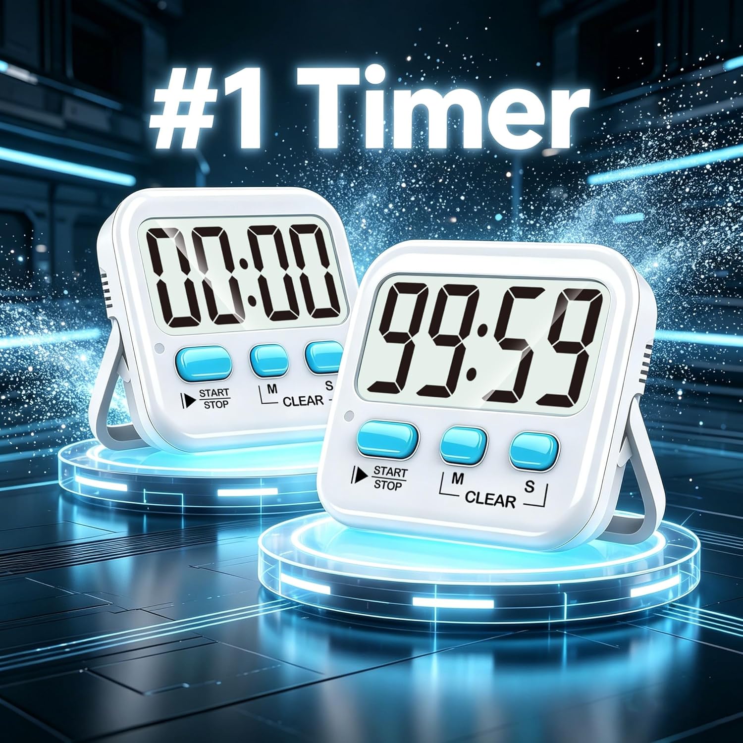 Antonki 2 Pack Digital Timer for Kids, Magnetic Countdown Kitchen Timers for Cooking, Egg, Classroom, Teacher, Exercise, Study, Oven - Battery Included - Image 3